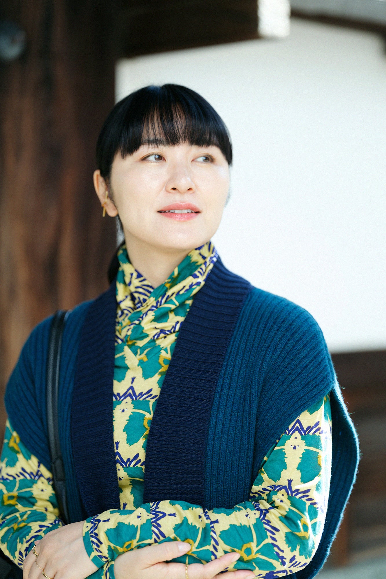 美品　SOU・SOU カシミヤ混 御御衣 長丈 袷 / 青墨x金襴緞子 コート 美品 SOU・SOU カシミヤ混 御御衣 長丈 袷 / 青墨x金襴緞子 コート SOU