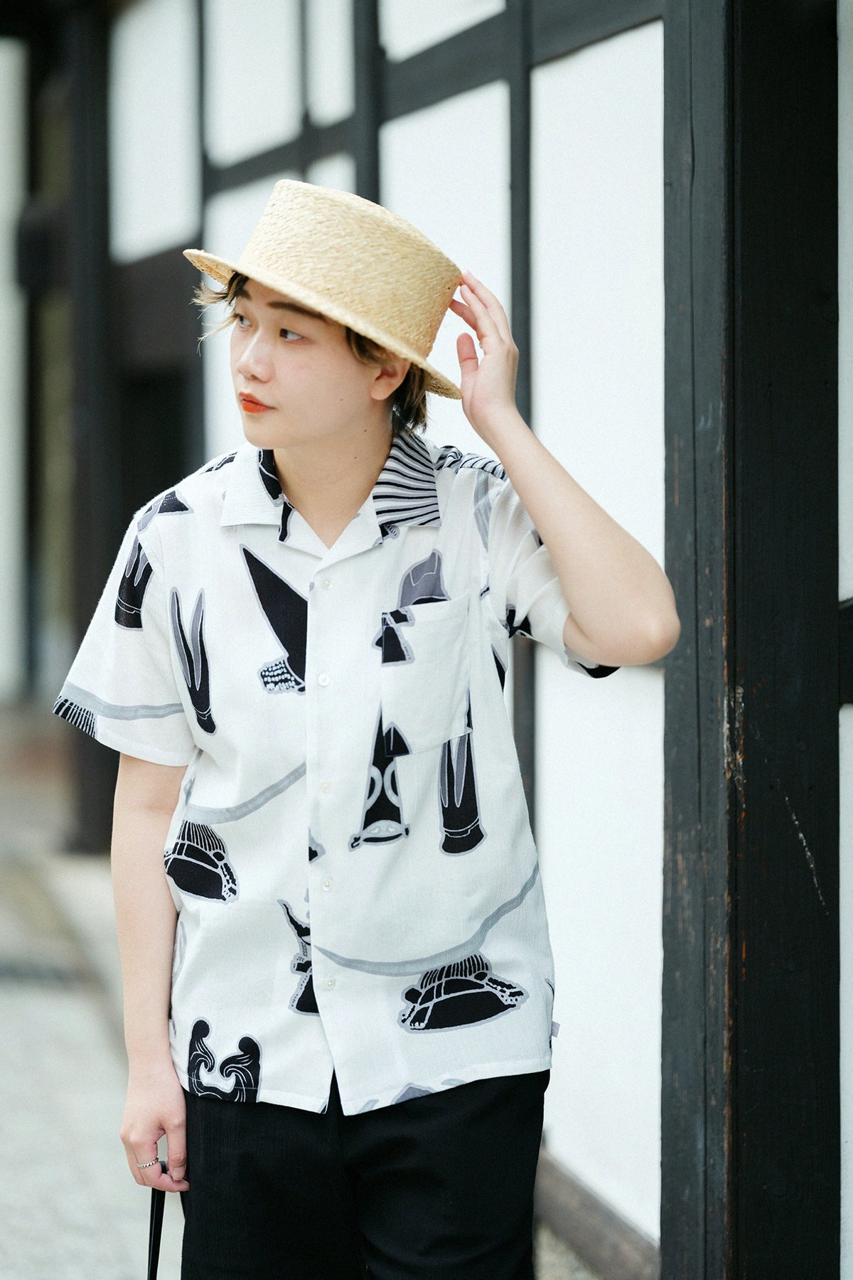 Chizimi Cotton 20/20 Open Collar Shirt／Helmet