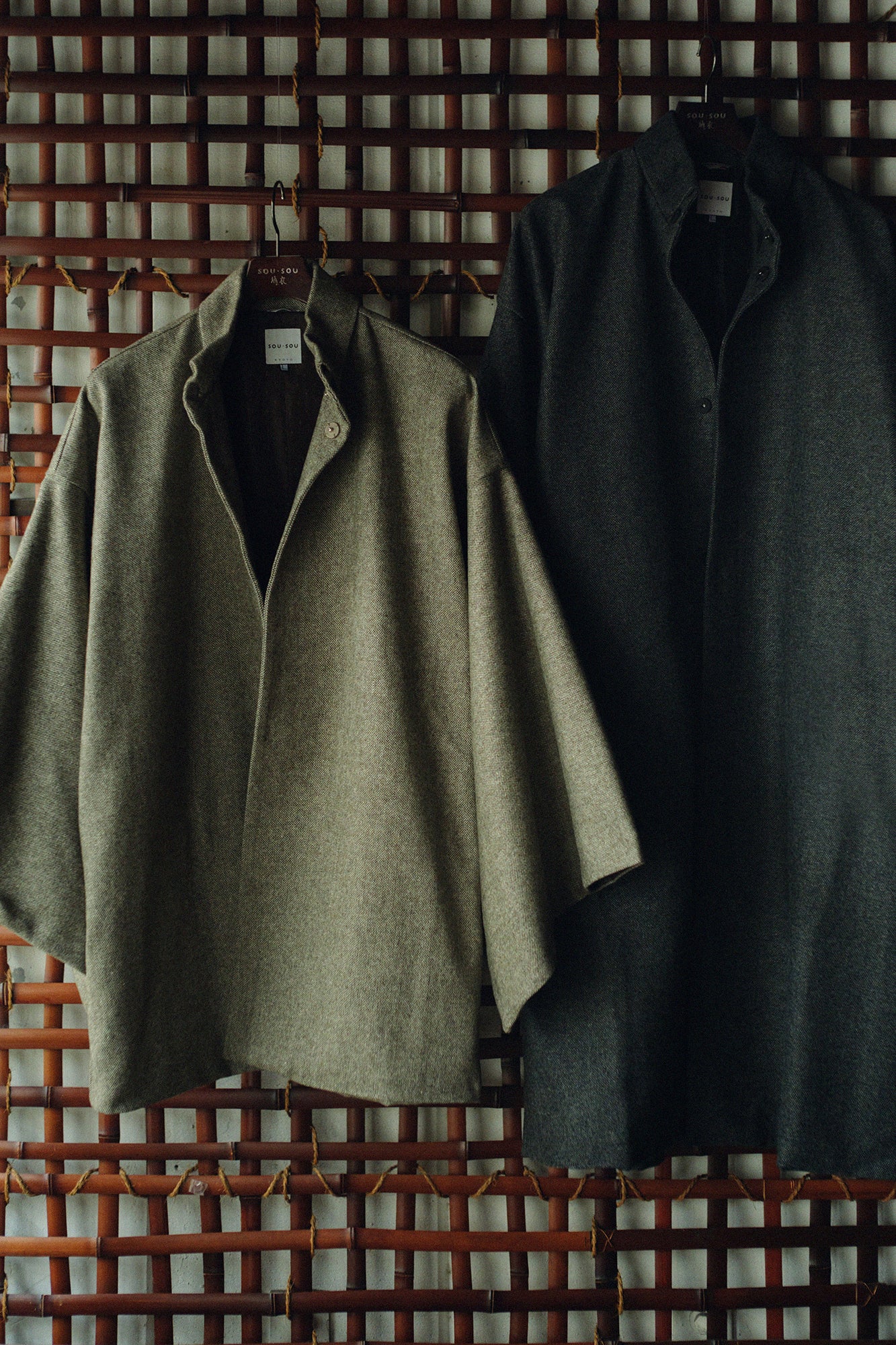 Tweed Kimono Sleeve Coat with Lining / Ink Black