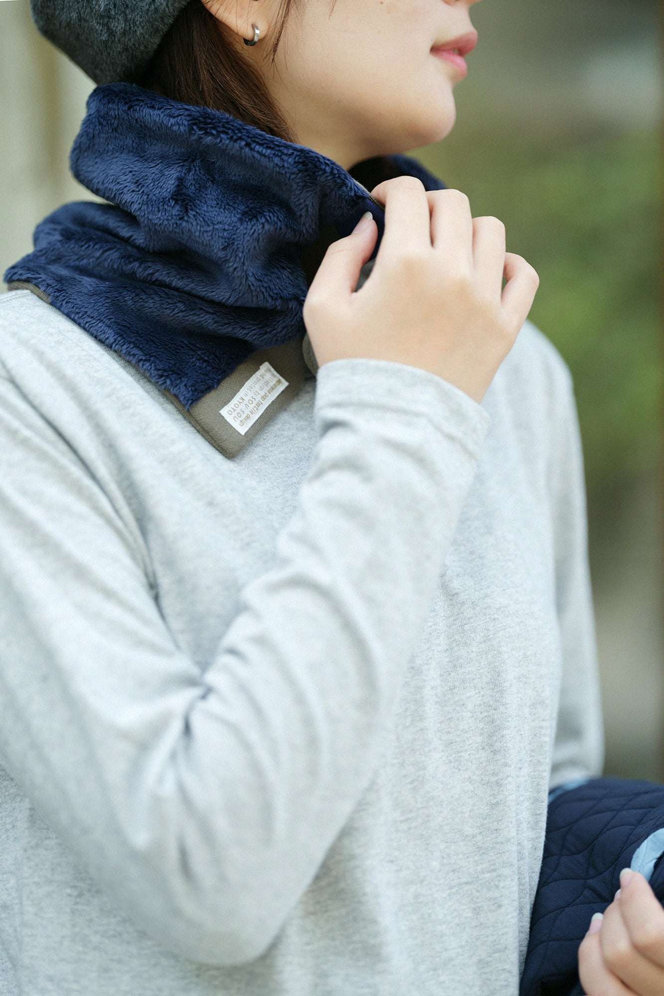 雙面用 BIKE短圍巾／圓點 間疏 卡其色