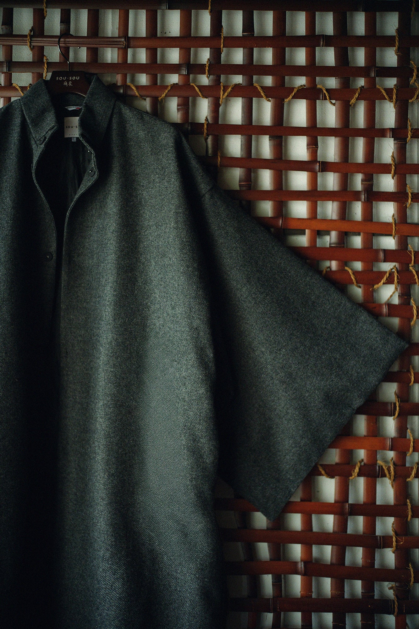 Tweed Kimono Sleeve Coat with Lining / Ink Black