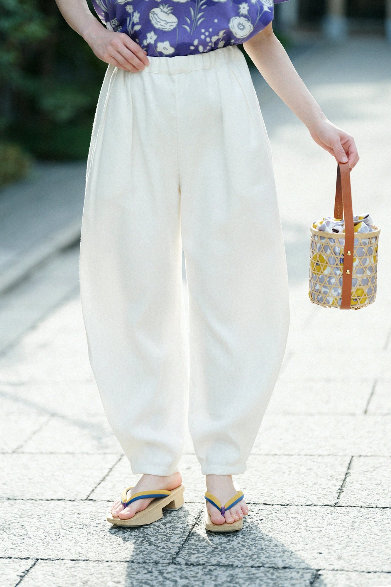 【4月21日頃発送予定】綿麻 葛城（かつらぎ）  二ノ襞（にのひだ）もんぺ つぼみ／つくも