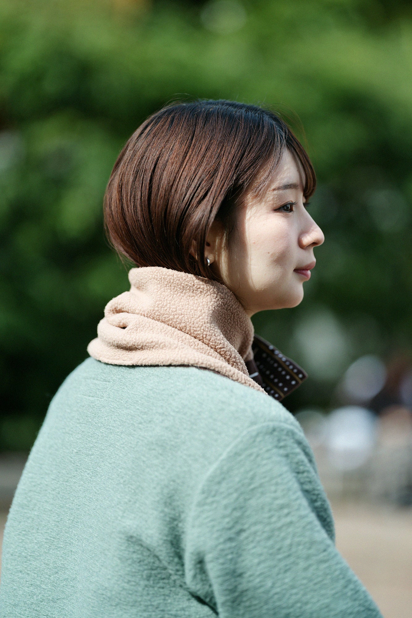 Reversible BIKENeck Warmer／Interstices and Stripes  Brown