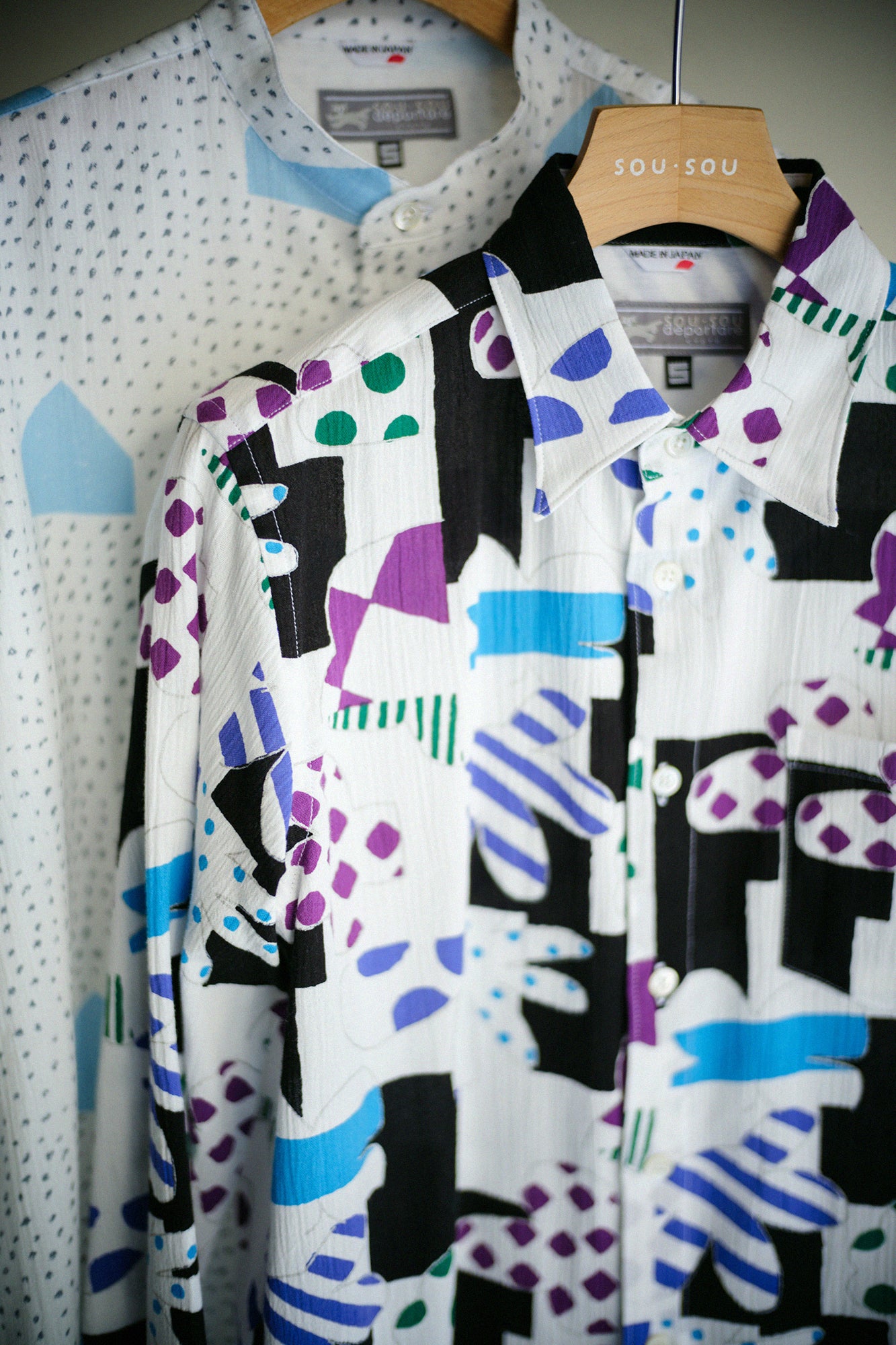 Chizimi Cotton 20/20 Stand Collar Shirt／Morning in Winter