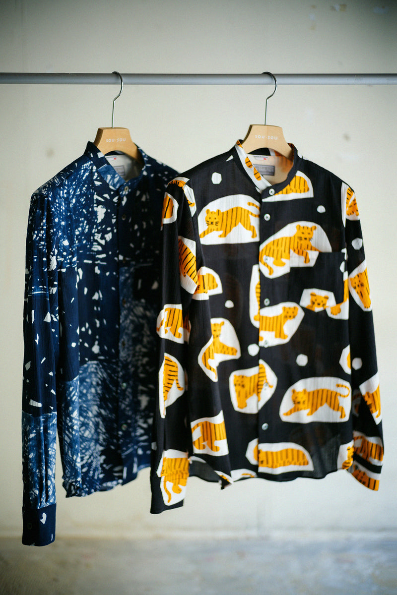 高岛吉吉立领衬衫