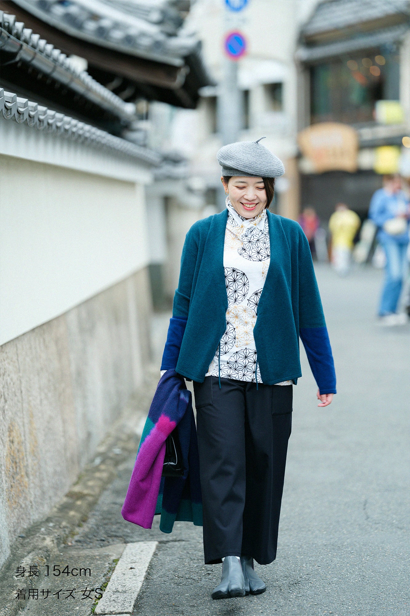 Cotton-wool Twill Weave Square Pockets Monpe Pants / Black Blue