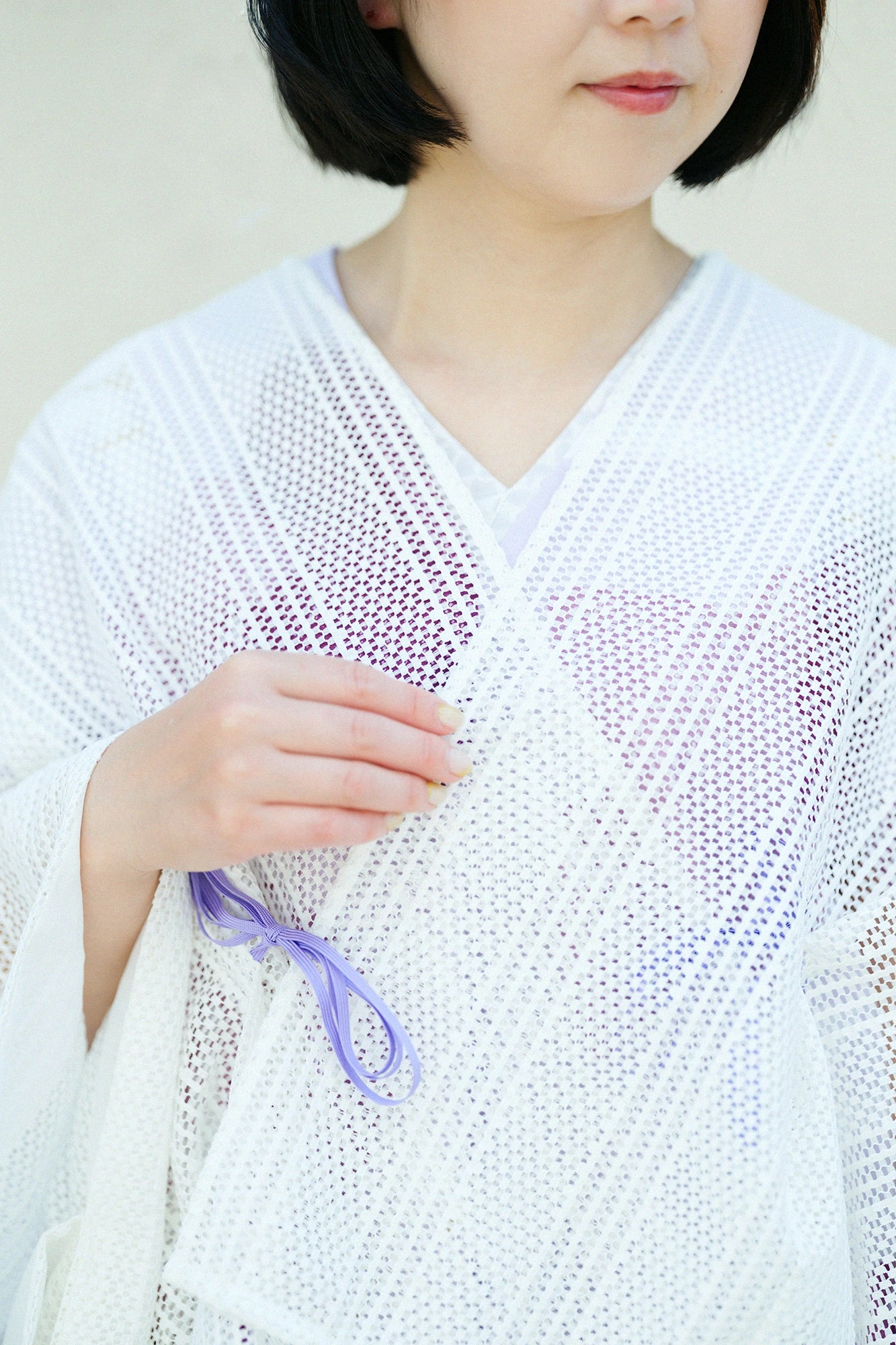 【6月23日頃発送予定】透かし網刺繍（あみししゅう） きさらぎ 短丈（みじかたけ）／つくも