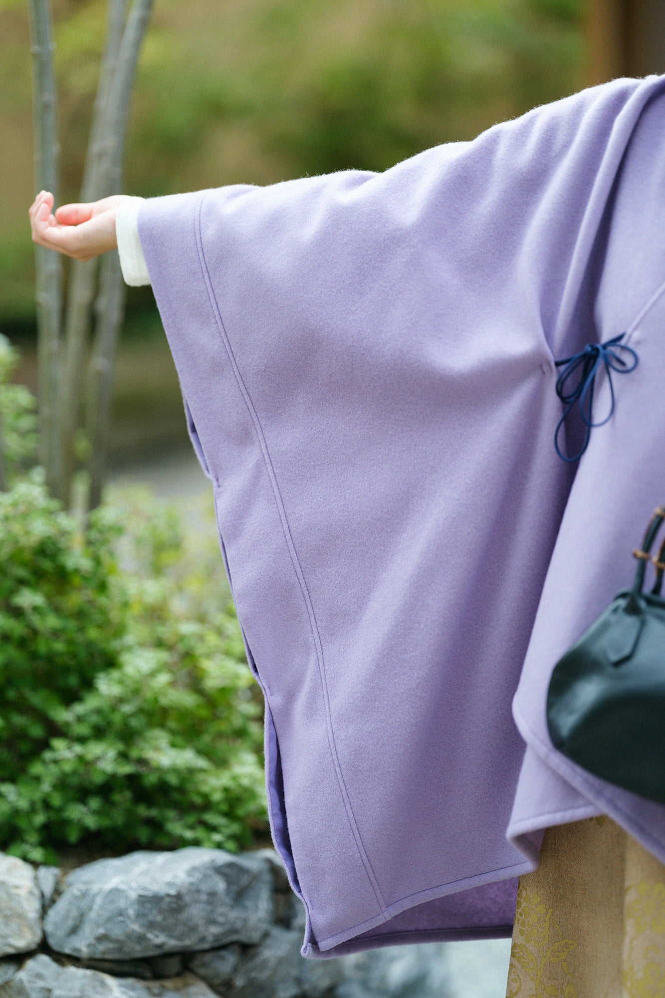 Wool Melton Kisaragi Poncho / Purple