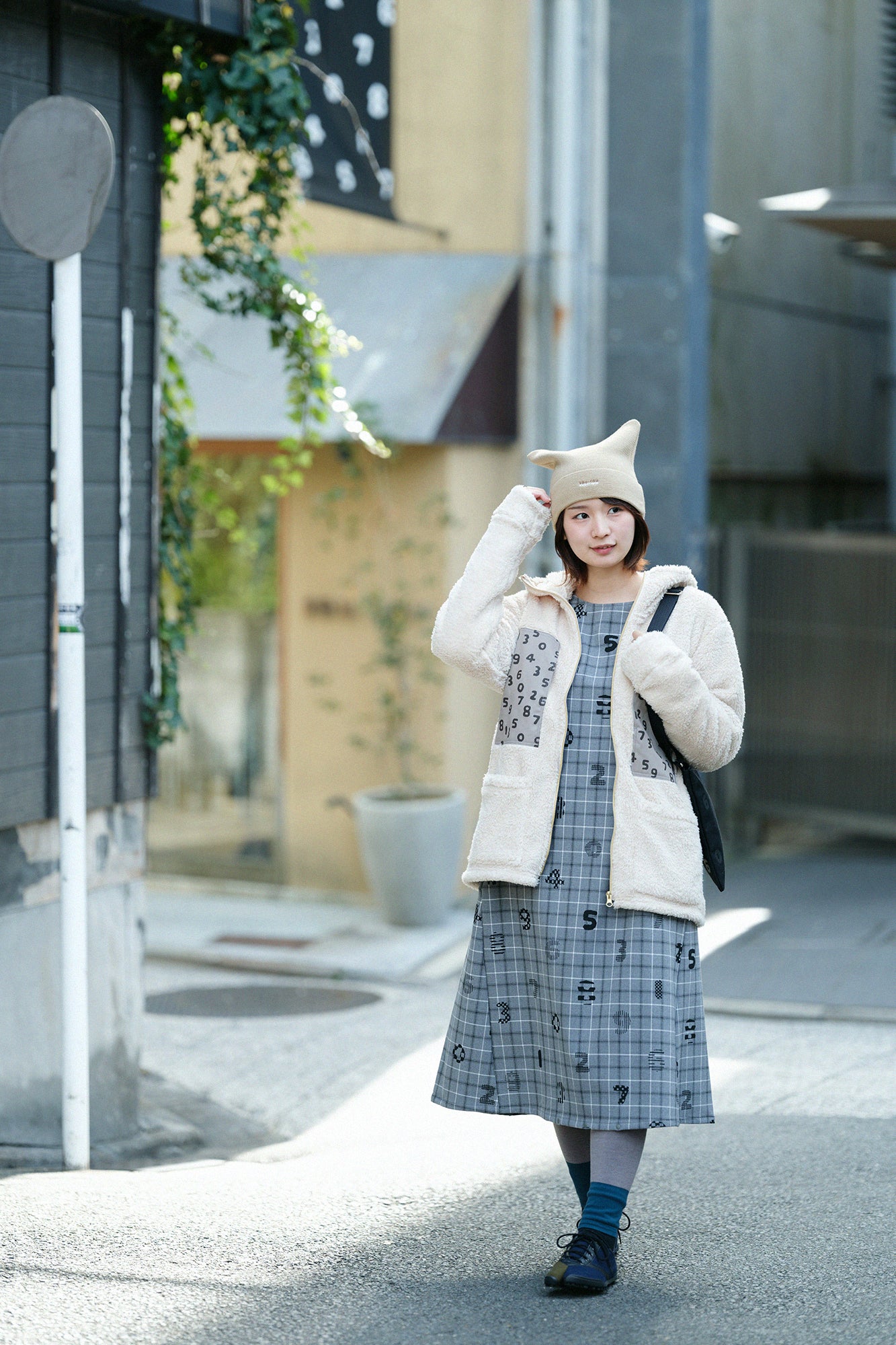 Soft Thermo(R)  Fleece Lining Check BIKE One-piece Dress ／SOU・SOU Kyoto