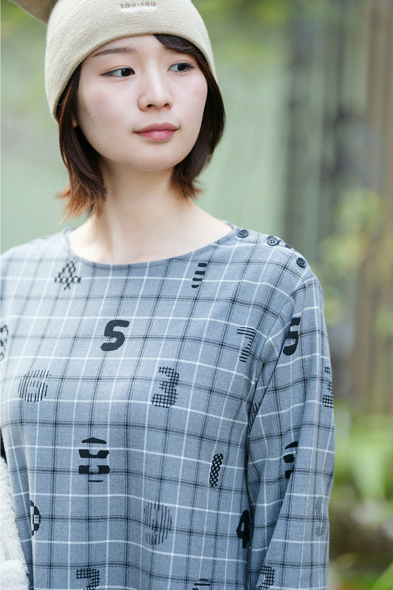 Soft Thermo(R)  Fleece Lining Check BIKE One-piece Dress ／SOU・SOU Kyoto