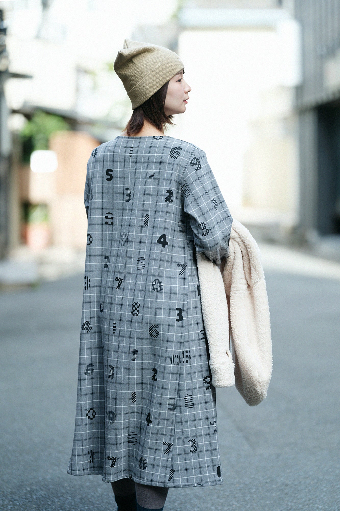 Soft Thermo(R)  Fleece Lining Check BIKE One-piece Dress ／SOU・SOU Kyoto