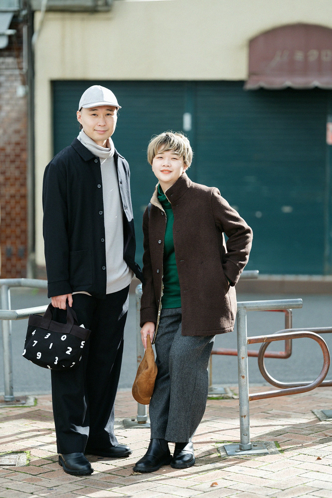 【預購】A.S 雙面羊毛 立領短外套／棕色×網代紋和SO-SU-U十數 昆（※預計於12月9日左右發貨）