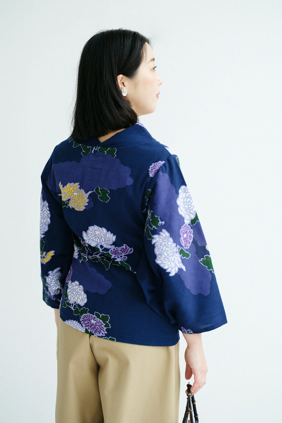 【3月3日頃発送予定】高島縮 40/40 薙（なぎ）ジバン／雲取り（くもどり）に菊