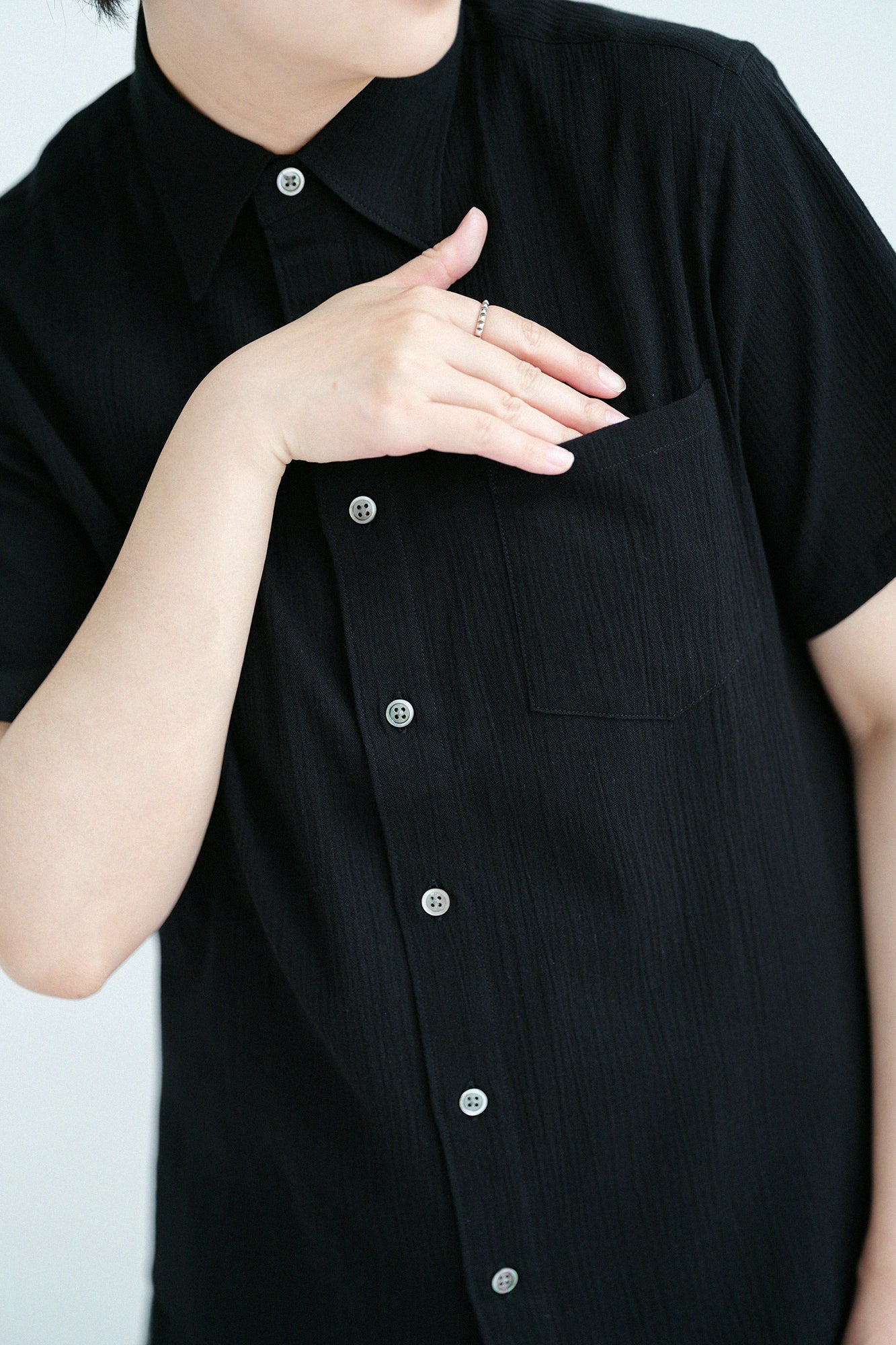 Chizimi Cotton 20/20 Short Sleeve Shirt／Black