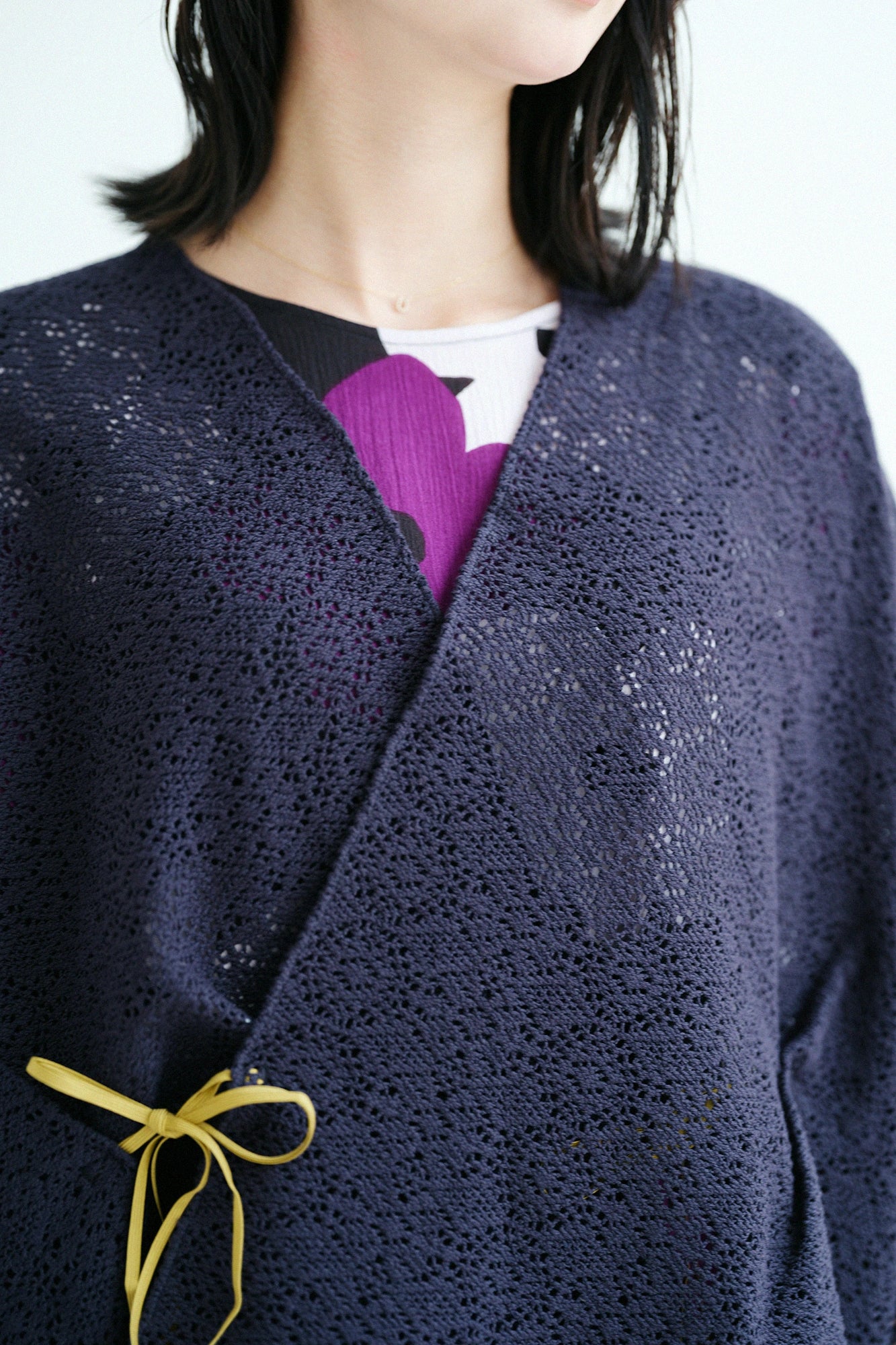 [Expédition prévue vers le 23 juin] Filigrane broderie géométrique Kisaragi Short(Mijikatake)/Bleu profond (Shinkon)