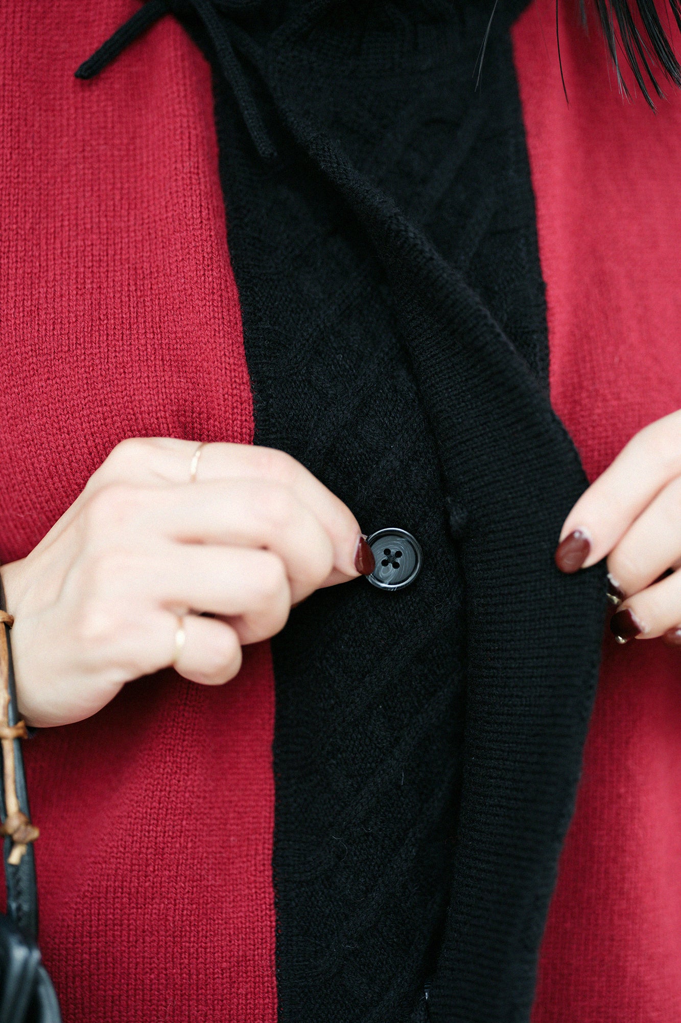 SOU・SOU×ALPHA Lamb Wool Chou-fuku Vest / Dark Red×Black