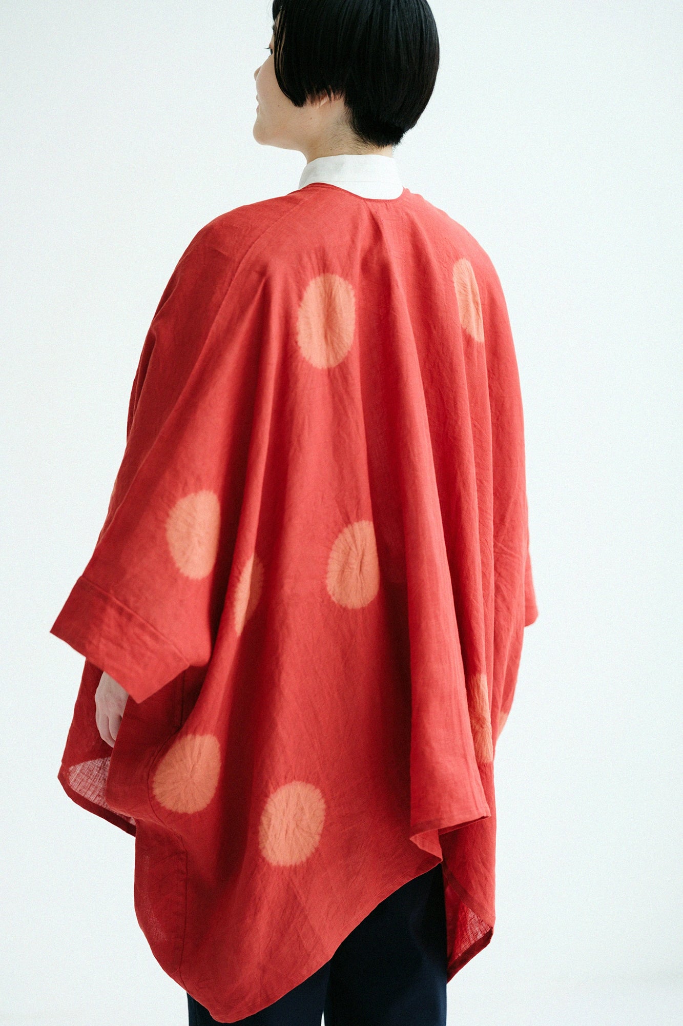 【3月3日頃発送予定】近清絞り 麻 きさらぎ／水玉大（みずたまだい） 臙脂色（えんじいろ）×樺色（かばいろ）