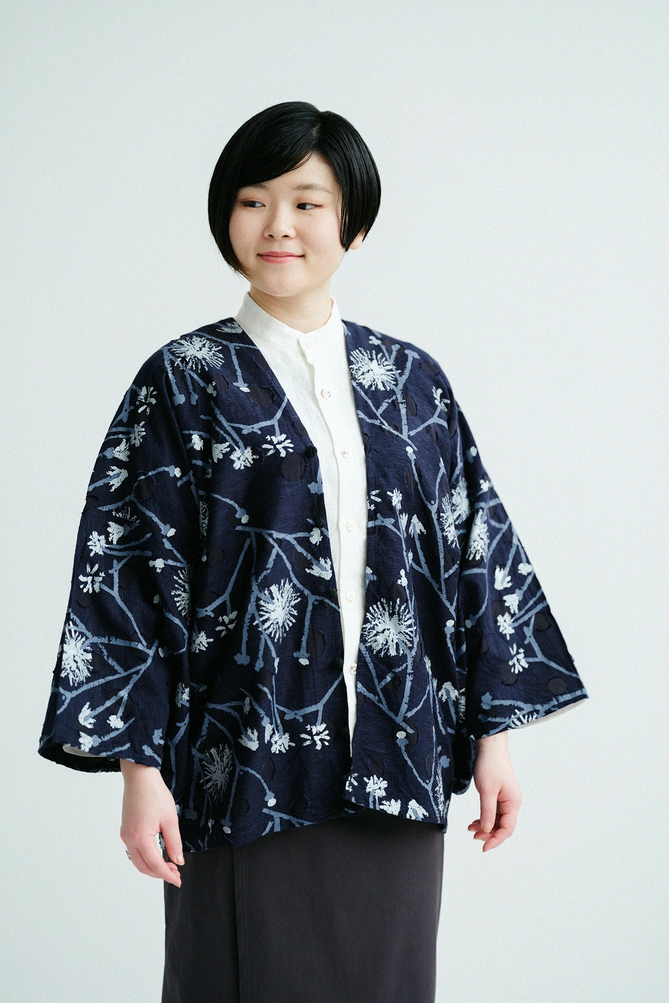 【3月3日頃発送予定】カットジャカール はつき／散歩道（さんぽみち） 濃紺（のうこん）