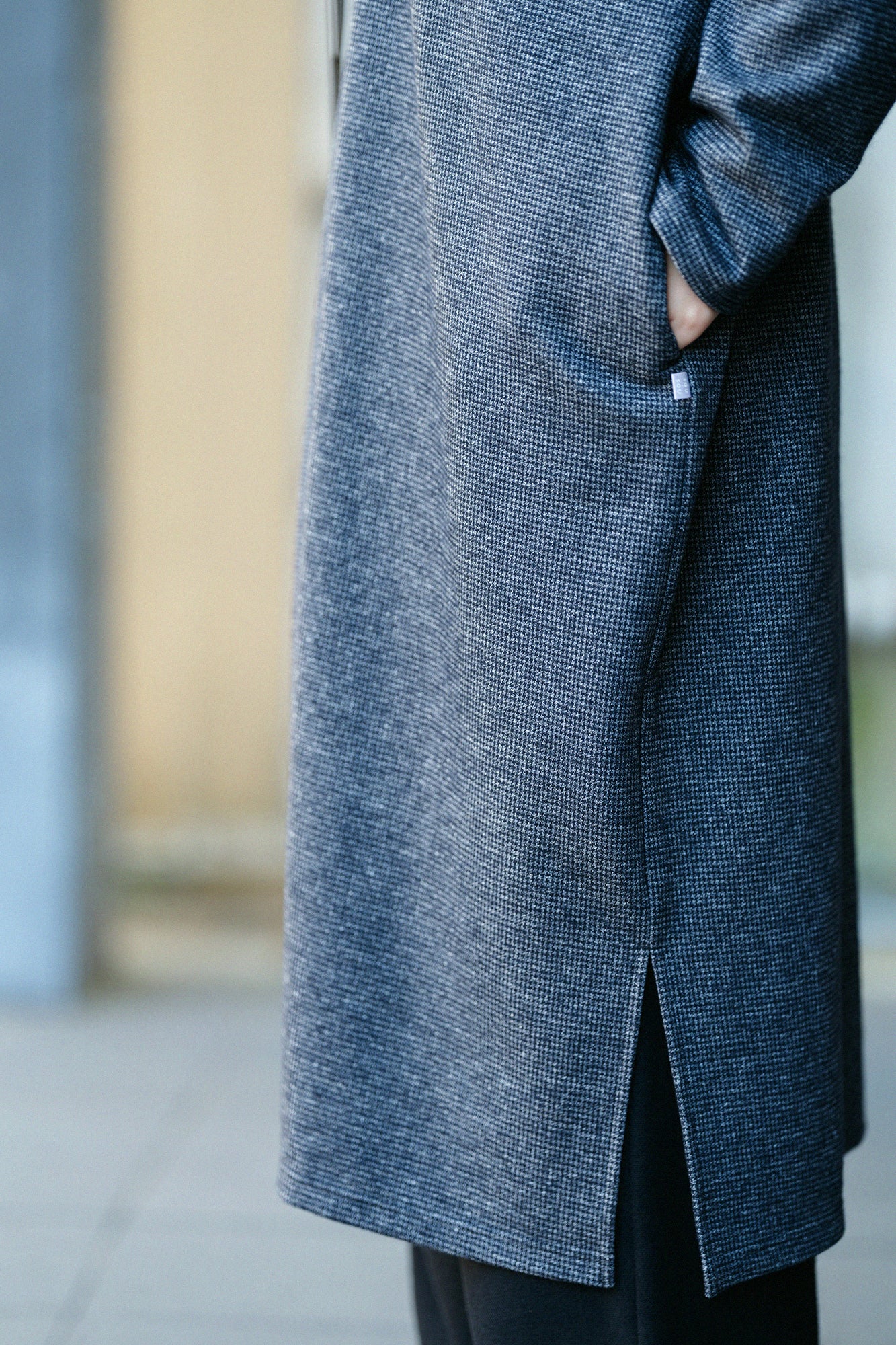 【預購】C/W千鳥格紋織 V領輕型外套／混藍黑色（※預計於12月9日左右發貨）