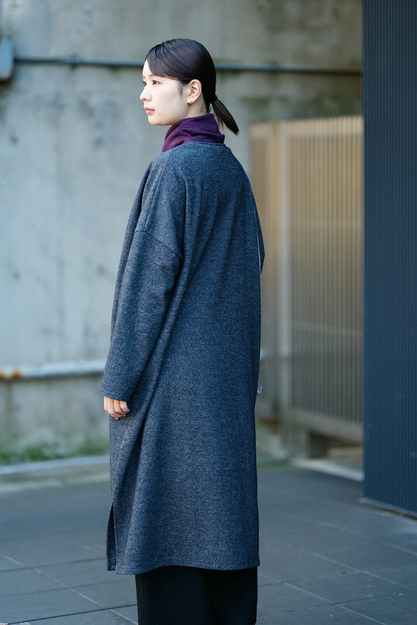 【預購】C/W千鳥格紋織 V領輕型外套／混藍黑色（※預計於12月9日左右發貨）