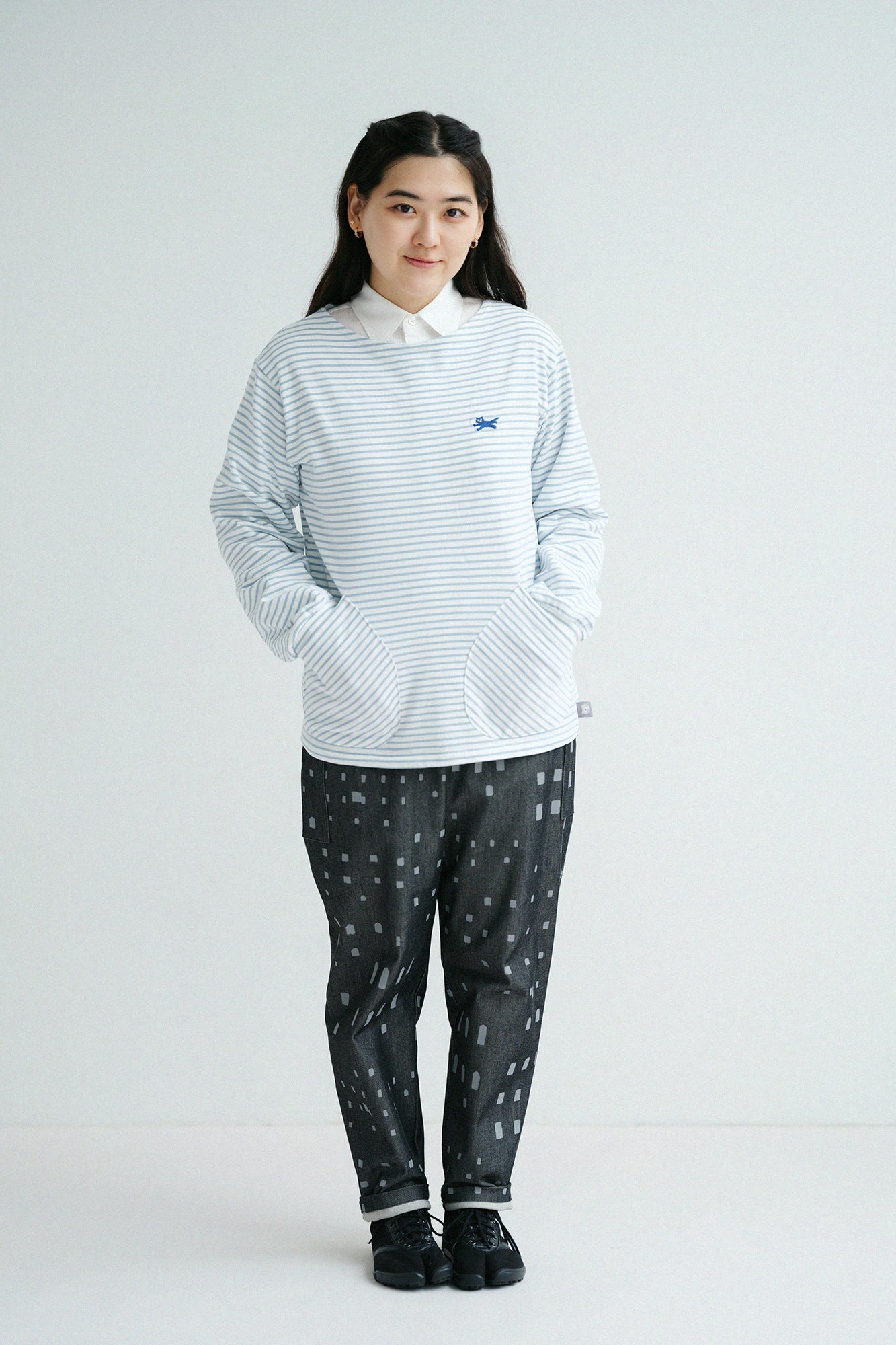 '身長：'158cｍ,'着用サイズ：'S,'※洗濯後寸法のものを着用'