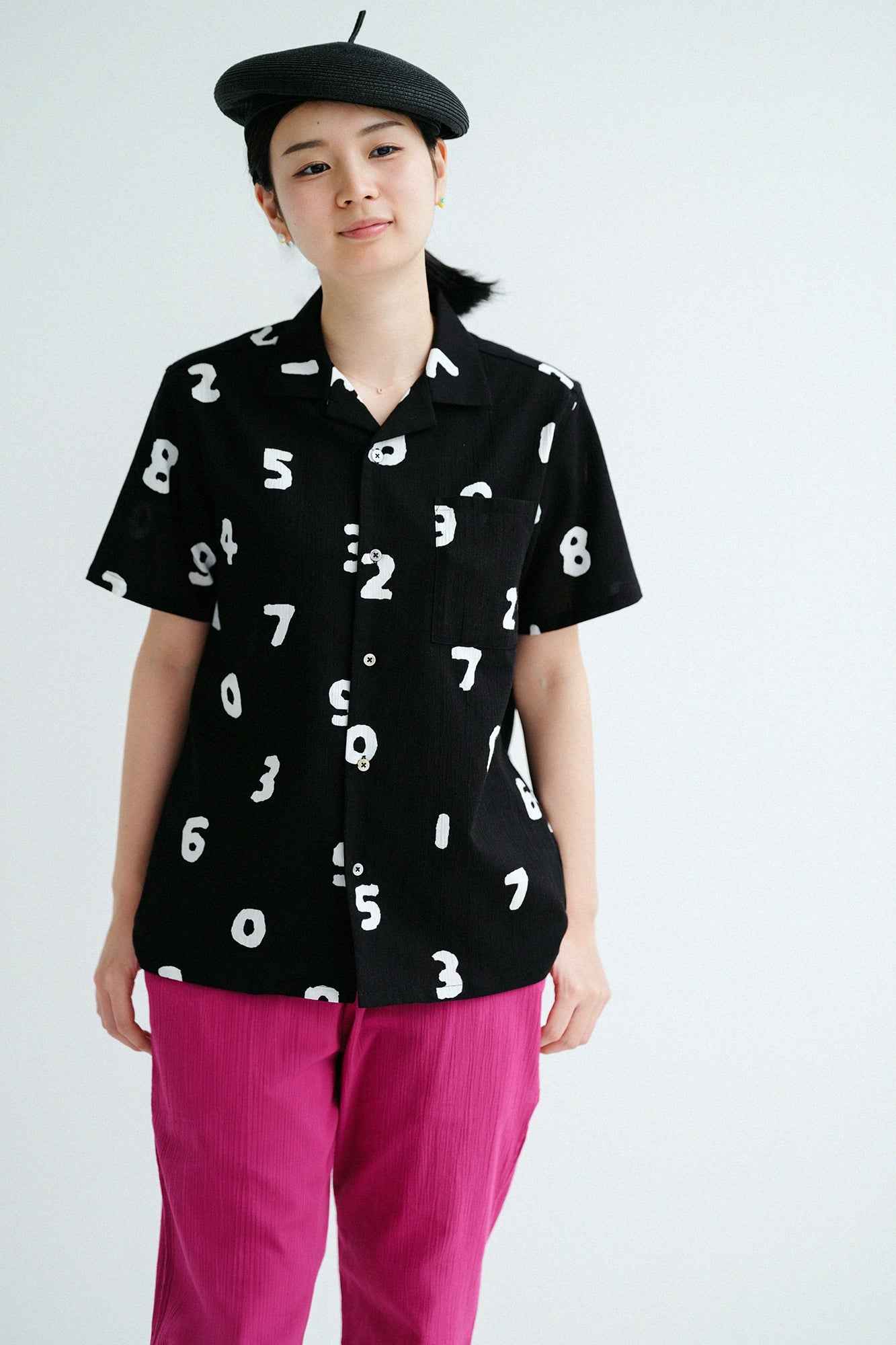 Chizimi Cotton 20/20 Open Collar Shirt／SO-SU-U Black