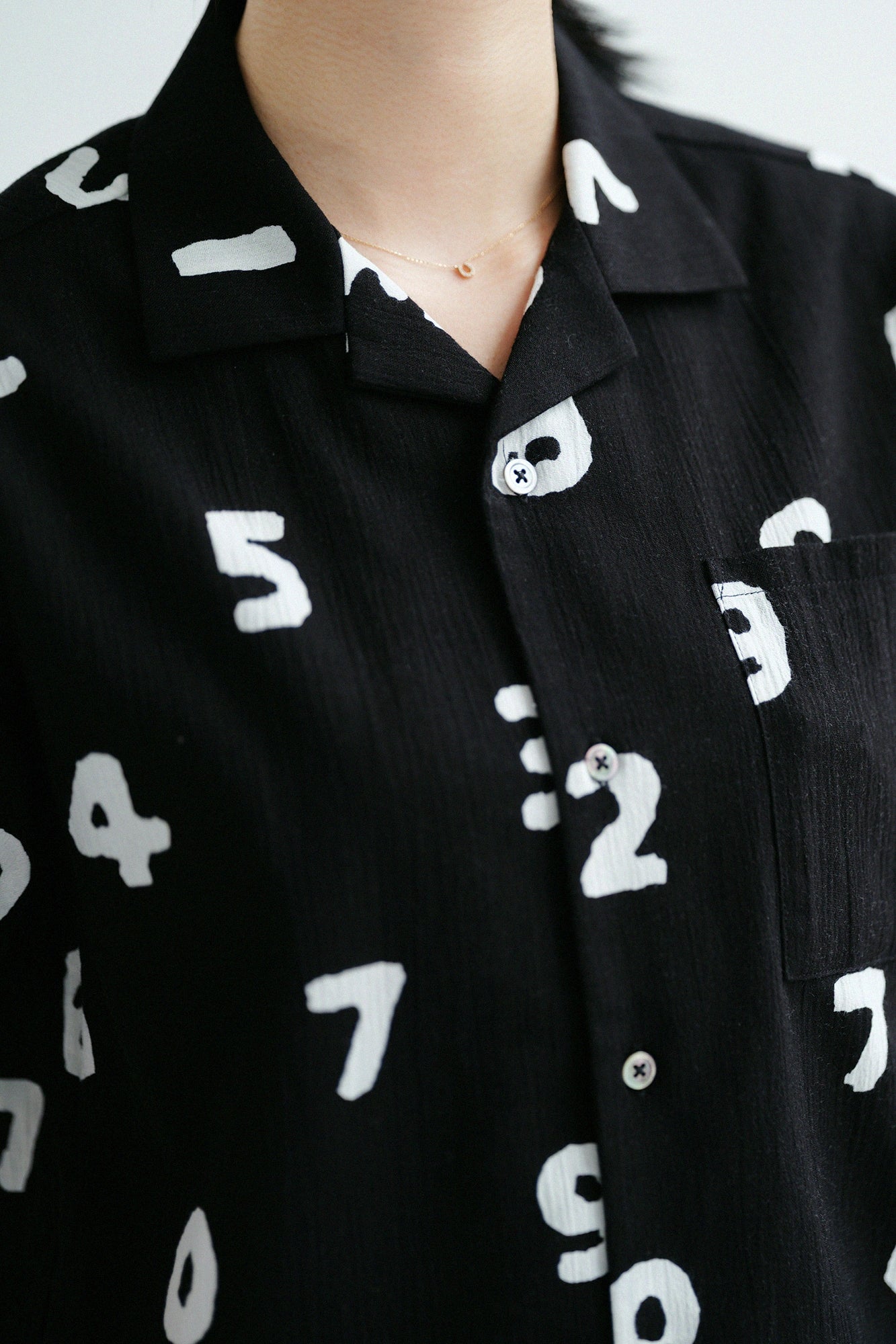 Chizimi Cotton 20/20 Open Collar Shirt／SO-SU-U Black