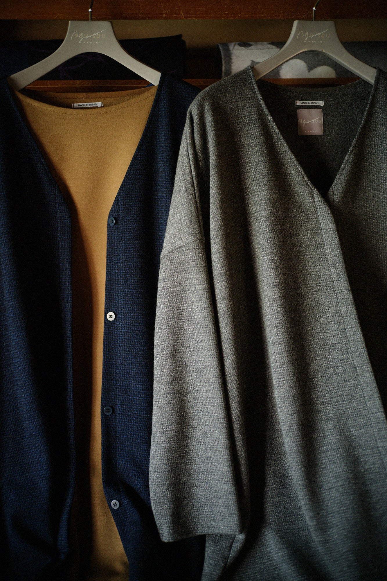 C/W Houndstooth Check V-neck Light Coat/Grey C/W Houndstooth Check V-neck Light Coat/Grey