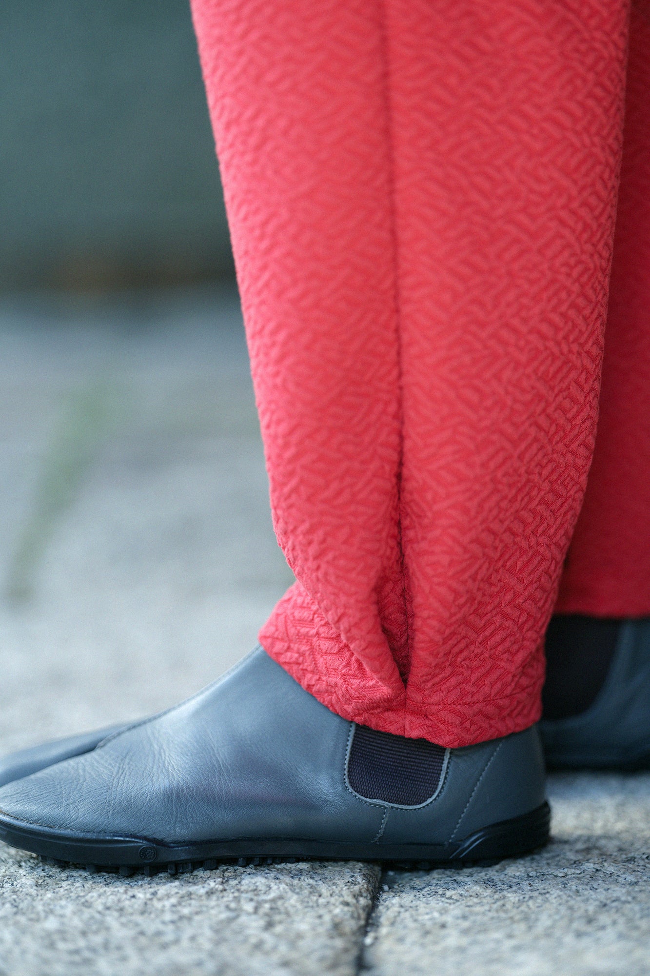 雙層緹花 工人褲／紅色