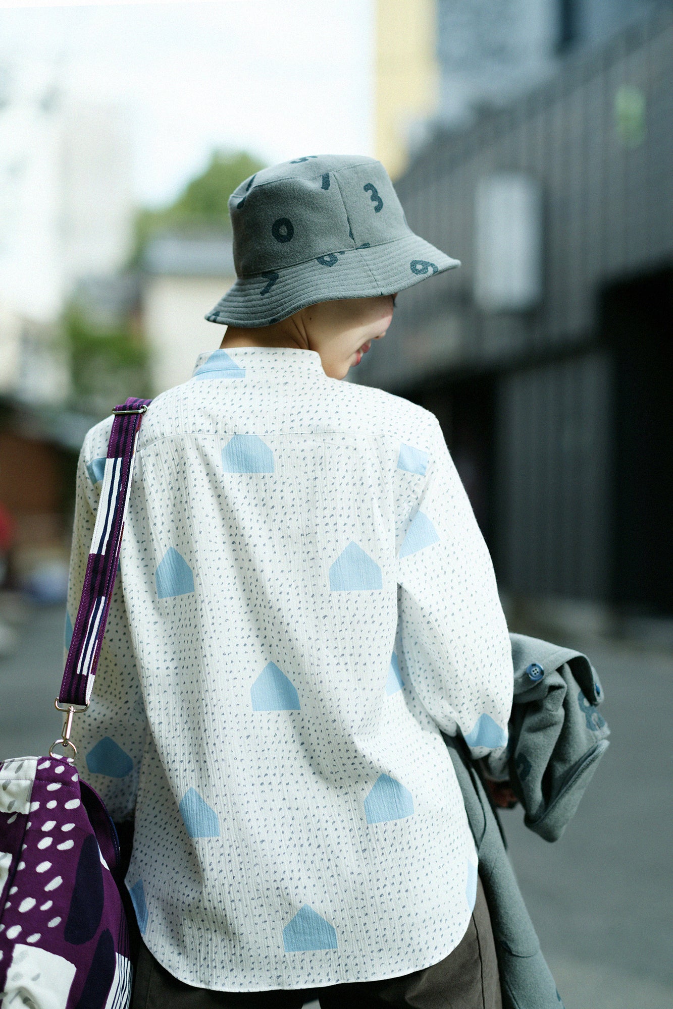 Chizimi Cotton 20/20 Stand Collar Shirt／Morning in Winter