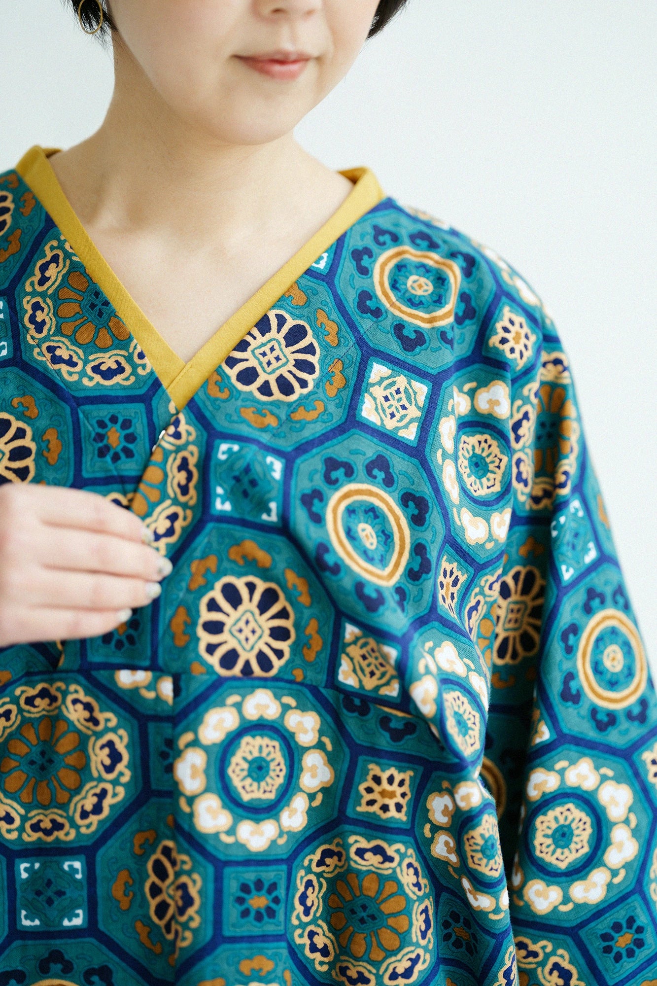 【Scheduled to ship around Mar 3】Isemomen Cotton Okatabira ／Gorgeous Green Jade Color