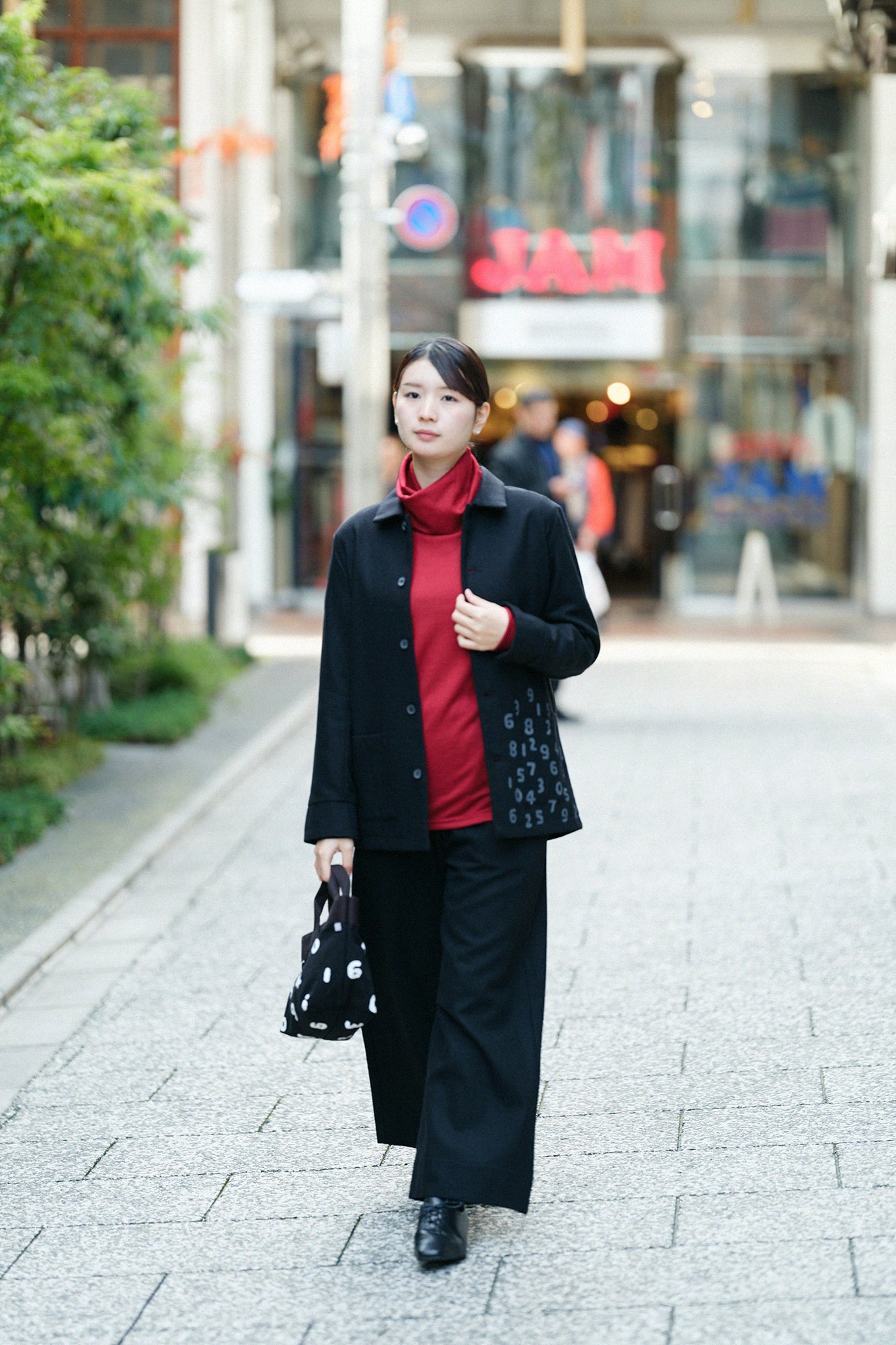 【預購】平針織 可洗羊毛 造型高領L/S長版上衣／深紅色（※預計於12月9日左右發貨）