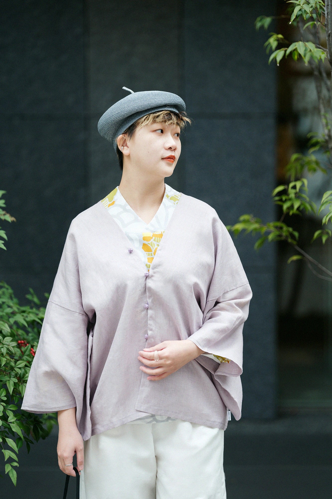 【Scheduled to ship around Mar 3】Linen Hatsuki Cardigan／Dark Purple