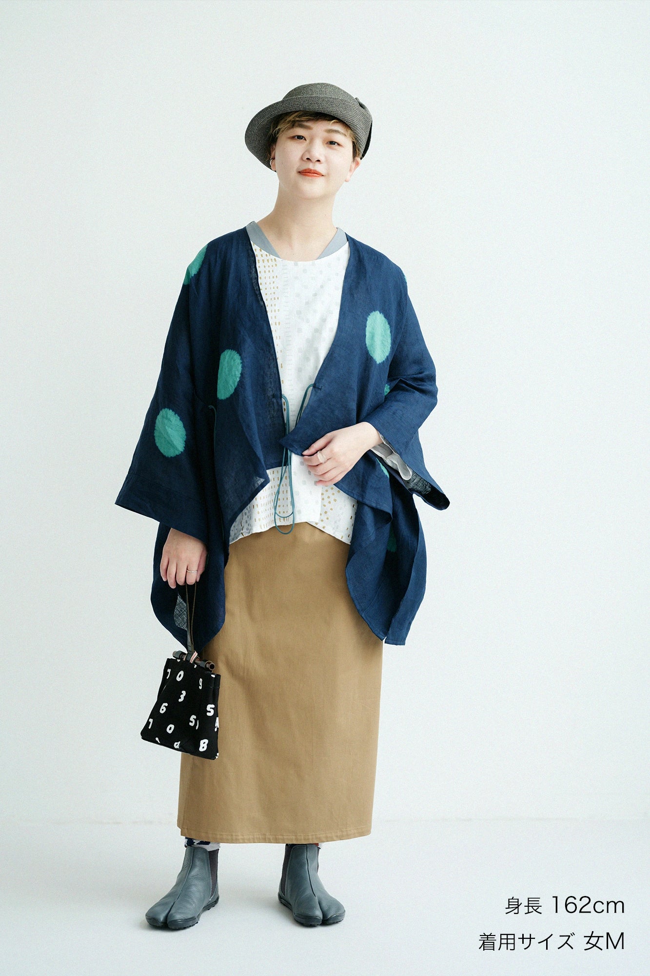 【Scheduled to ship around Mar 3】Shin Cotton Linen Blended Ratine Weave Wrap Skirt／Walnut Color