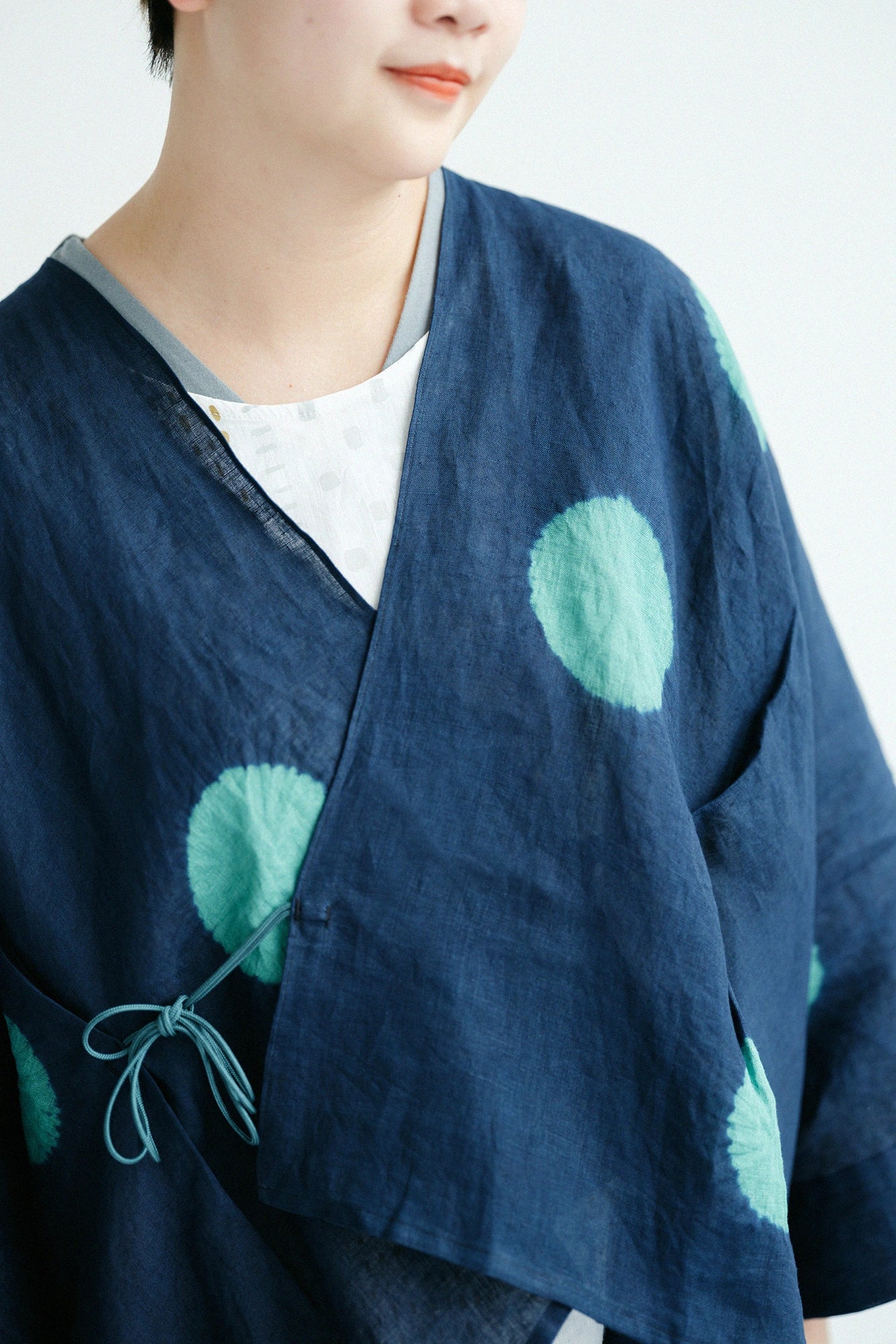 【3월 3일경 발송 예정】근청 시보리 마 키사라기 짧은타입／물방울 남색×녹청색(하나로쿠쇼) 