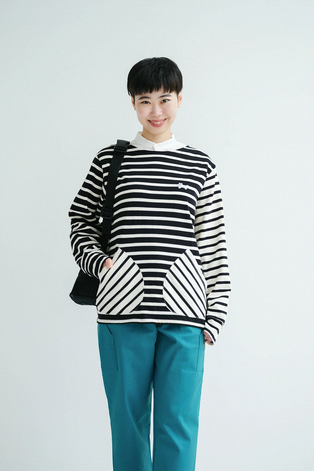 '身長：'164cm,'着用サイズ：'S,'※洗濯後寸法のものを着用'