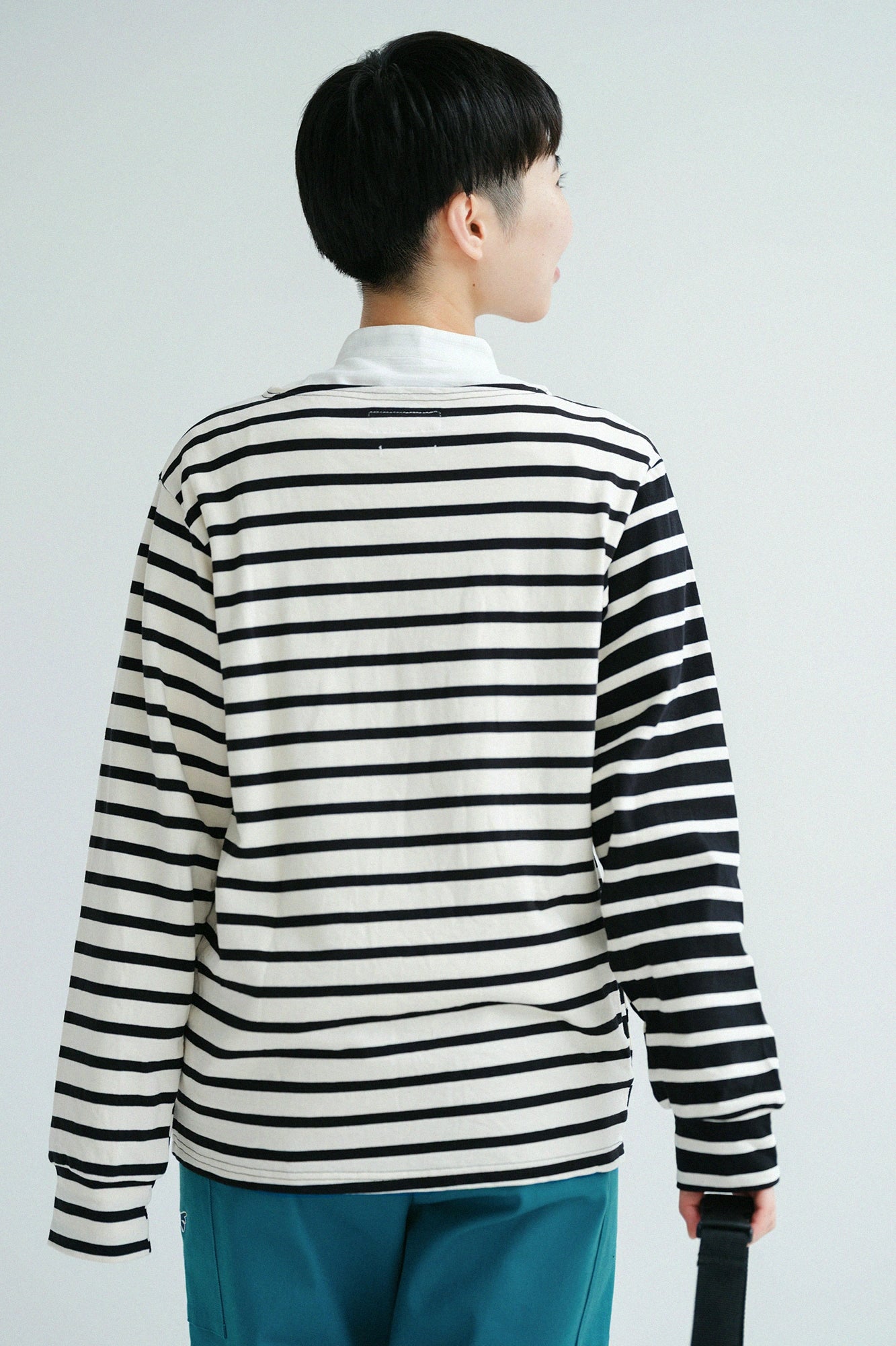 '身長：'164cm,'着用サイズ：'S,'※洗濯後寸法のものを着用',右上