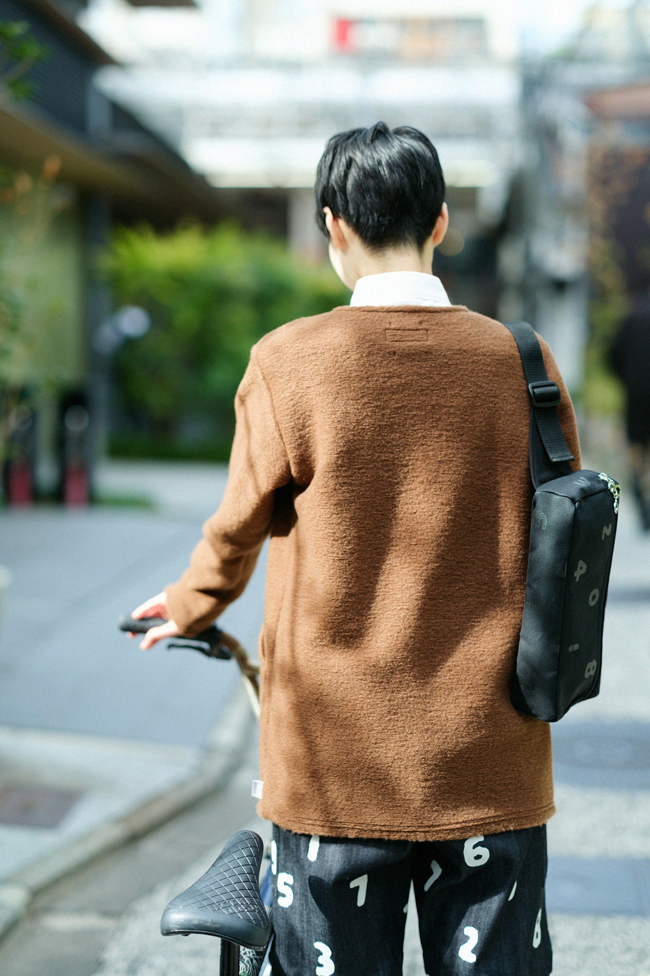 義大利毛絨針織 V領L/S外套／棕色