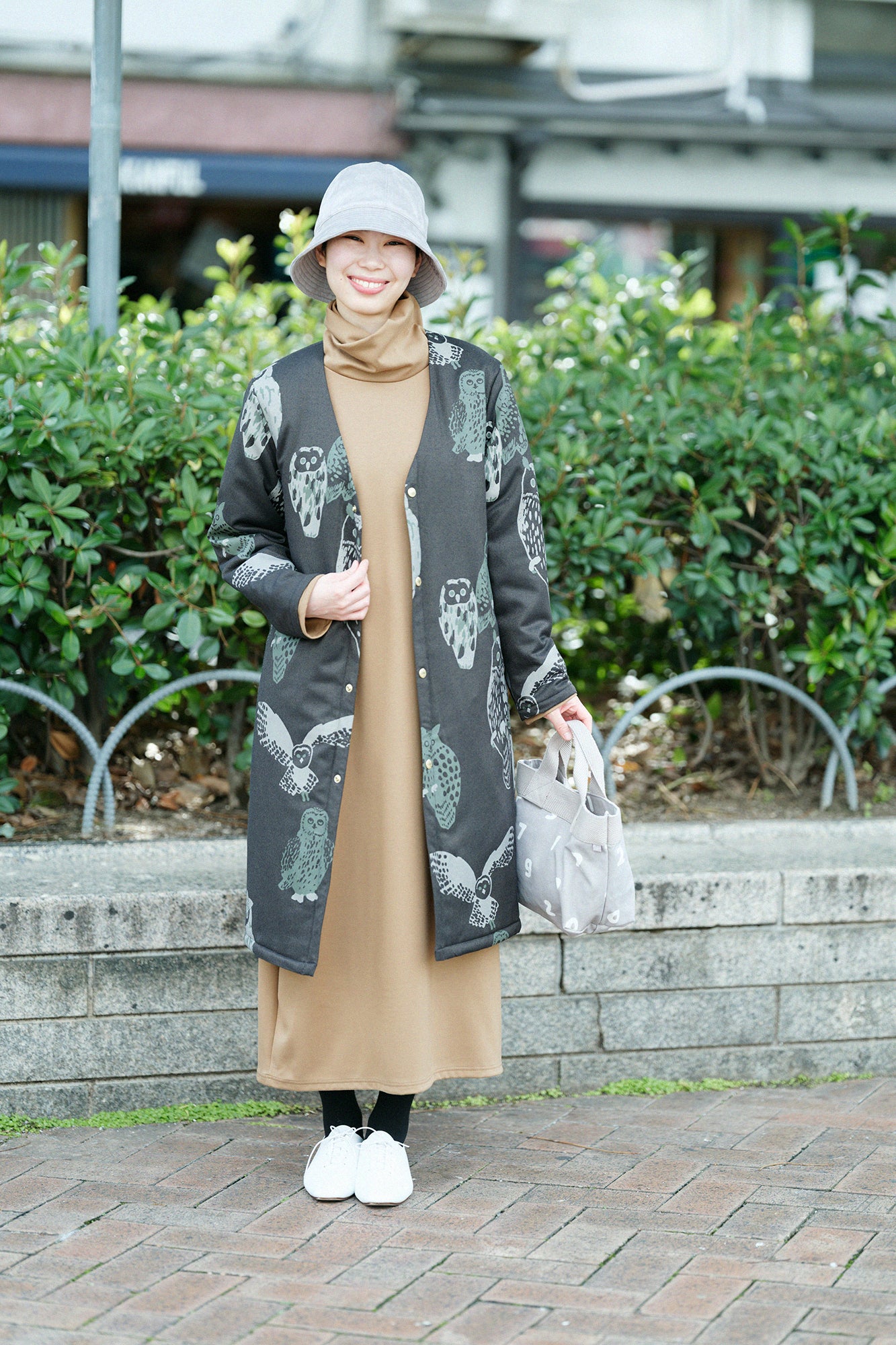 【Pre-order】Soft Thermo(R) Ponte Fabric Turtle Neck L/S One-piece Dress Maxi Length／Brown（※Scheduled to be shipped around Dec 9）