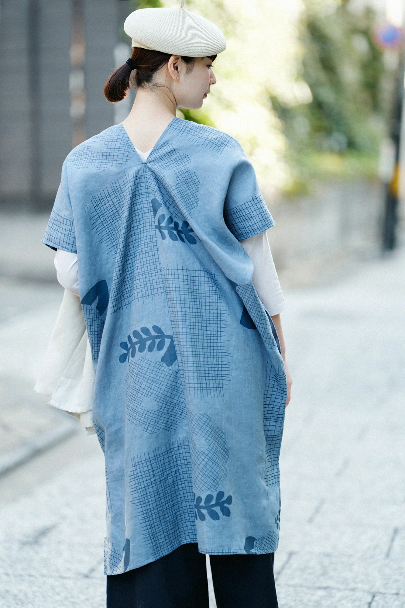 【Scheduled to ship around Mar 3】Linen Rectangular Dress Split Joint／Random Thoughts Greyish Blue
