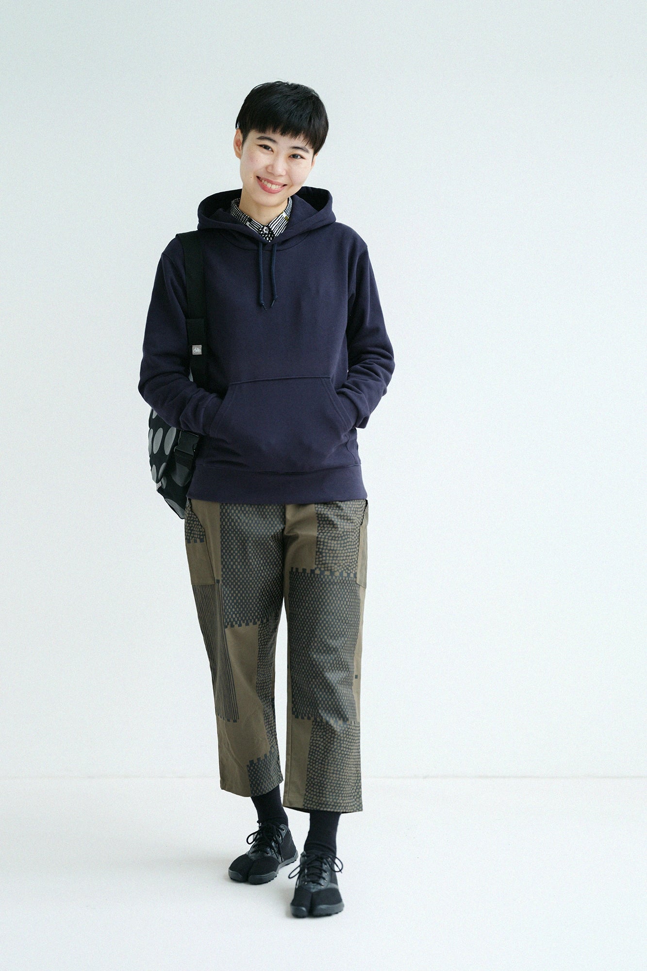 '身長：'164cm,'着用サイズ：'M,'※洗濯後寸法のものを着用'
