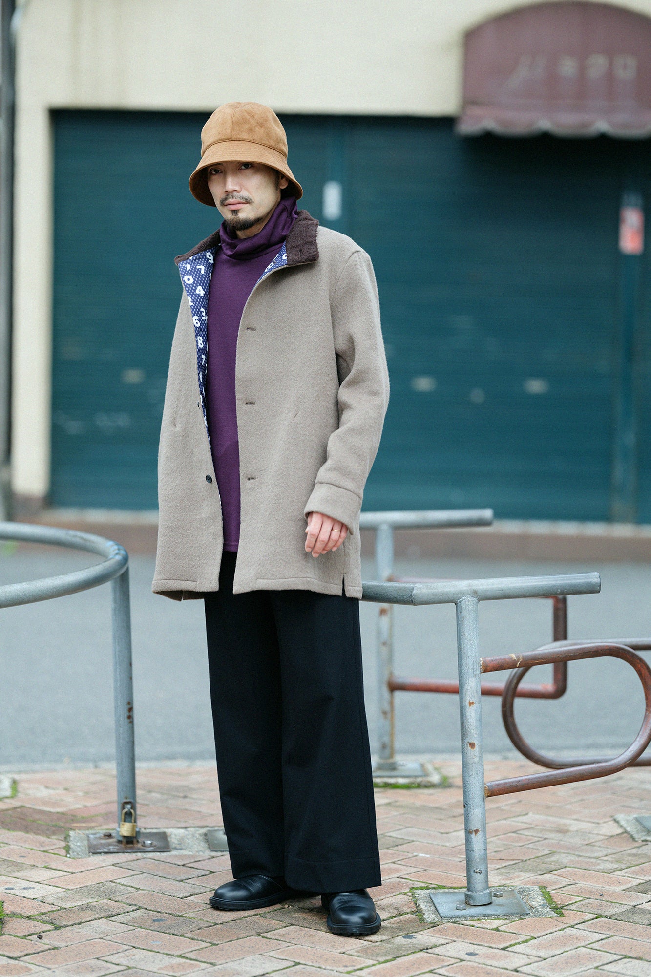 【預購】平針織 可洗羊毛 造型高領L/S長版上衣／紫藍色（※預計於12月9日左右發貨）