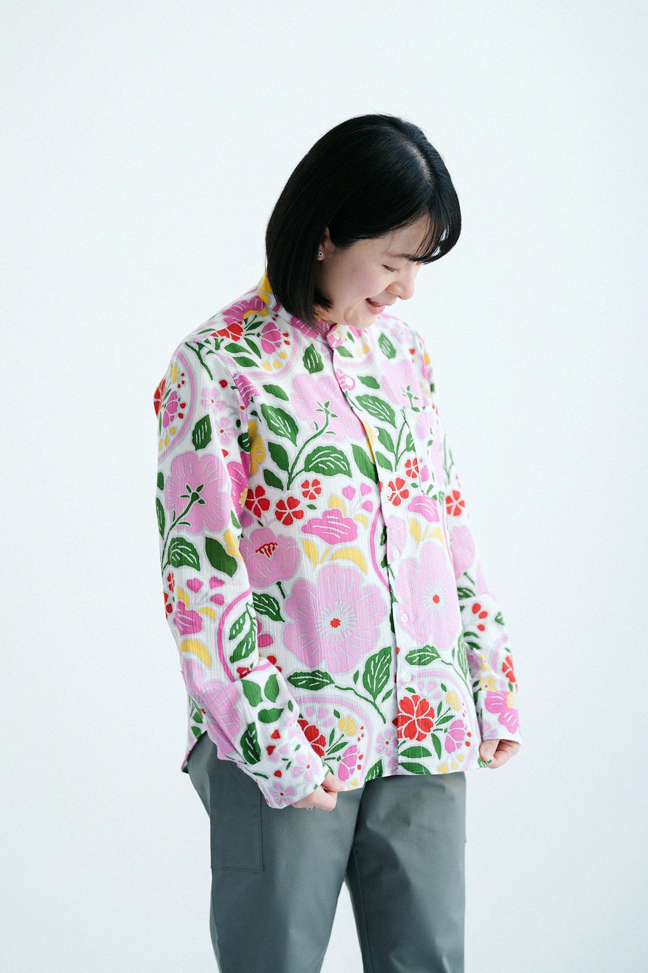 [Versand voraussichtlich um den 10. März] Takashima Jiji 20/20 Stehkragenhemd/Momoyamazakura