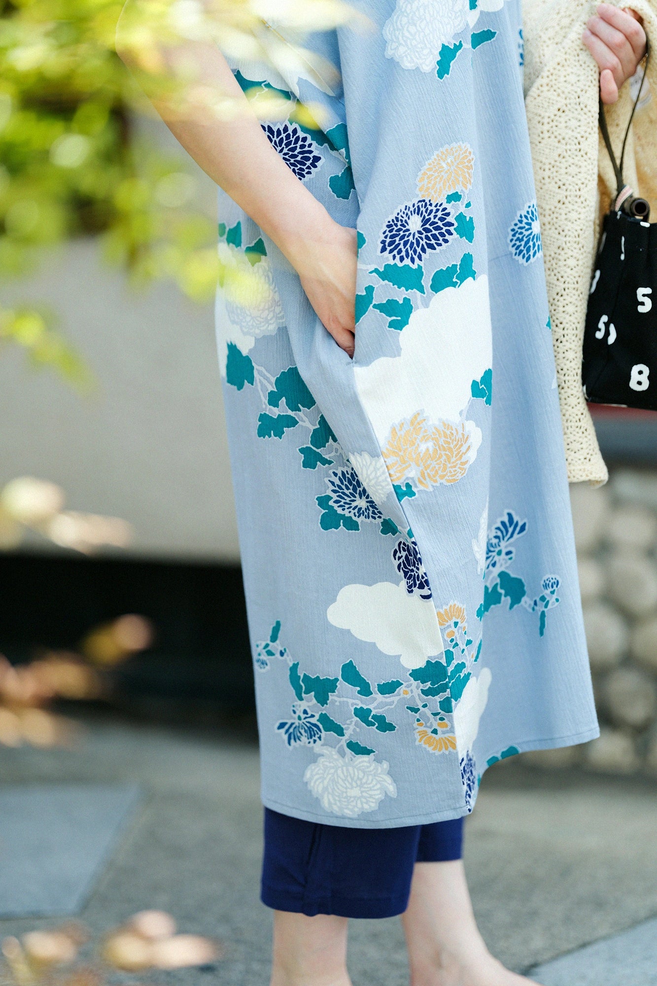 【Ships ard. 6/23】Chizimi Cotton 20/20 Rectangular Dress / Kumodori in Chrysanthemum