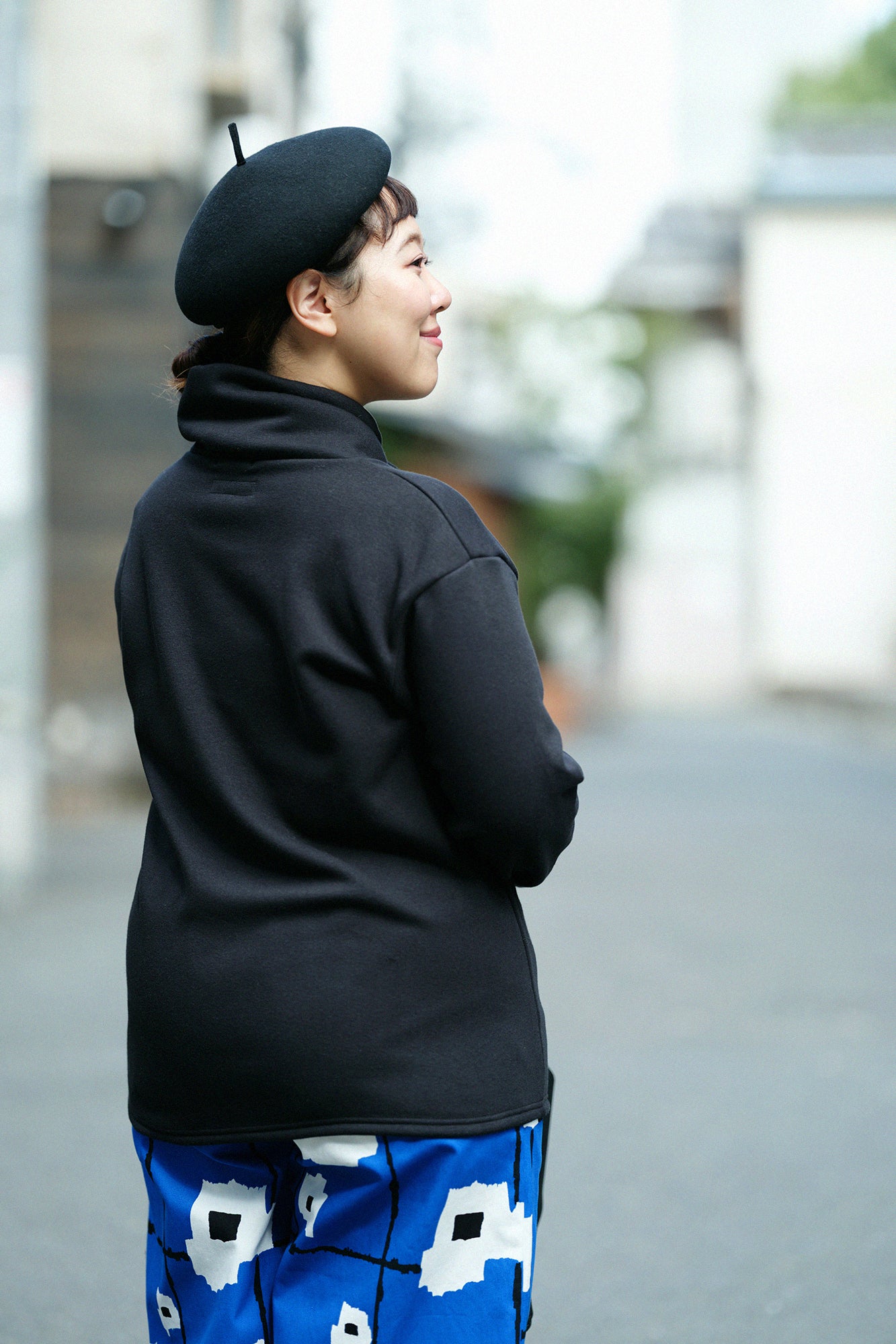 裏仿毛 高領上衣／黑色