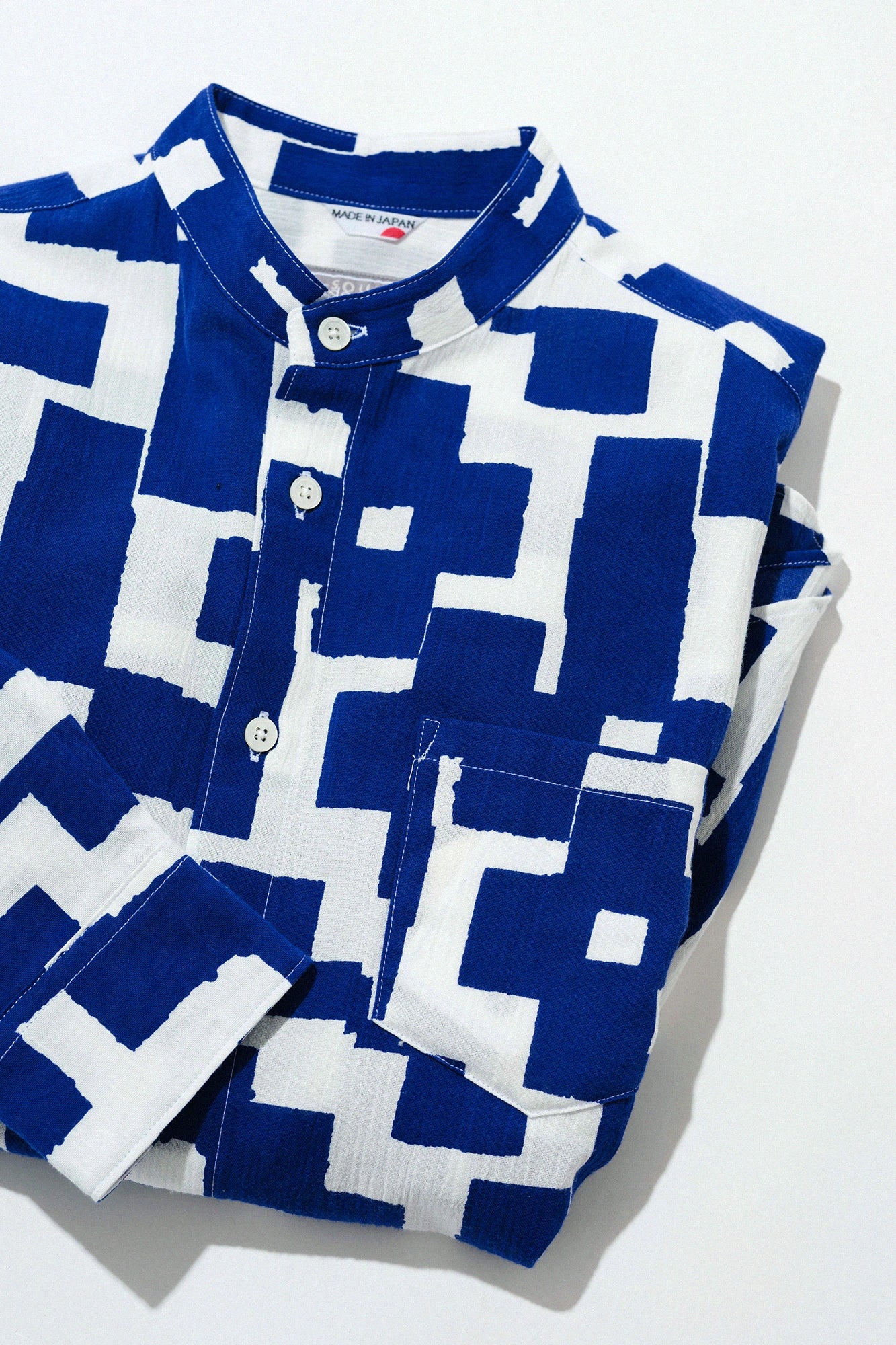 [Expédition prévue vers le 10 mars] Takashima Chijimi 20/20 Chemise à col montant/motif Ikubaku (Moyo)