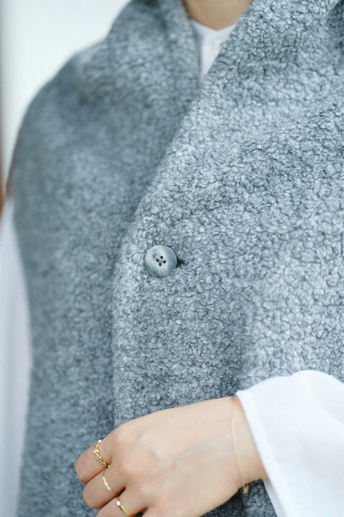 Boa Saya Vest with Lining / Heather Grey×Gorgeous Green Jade Color