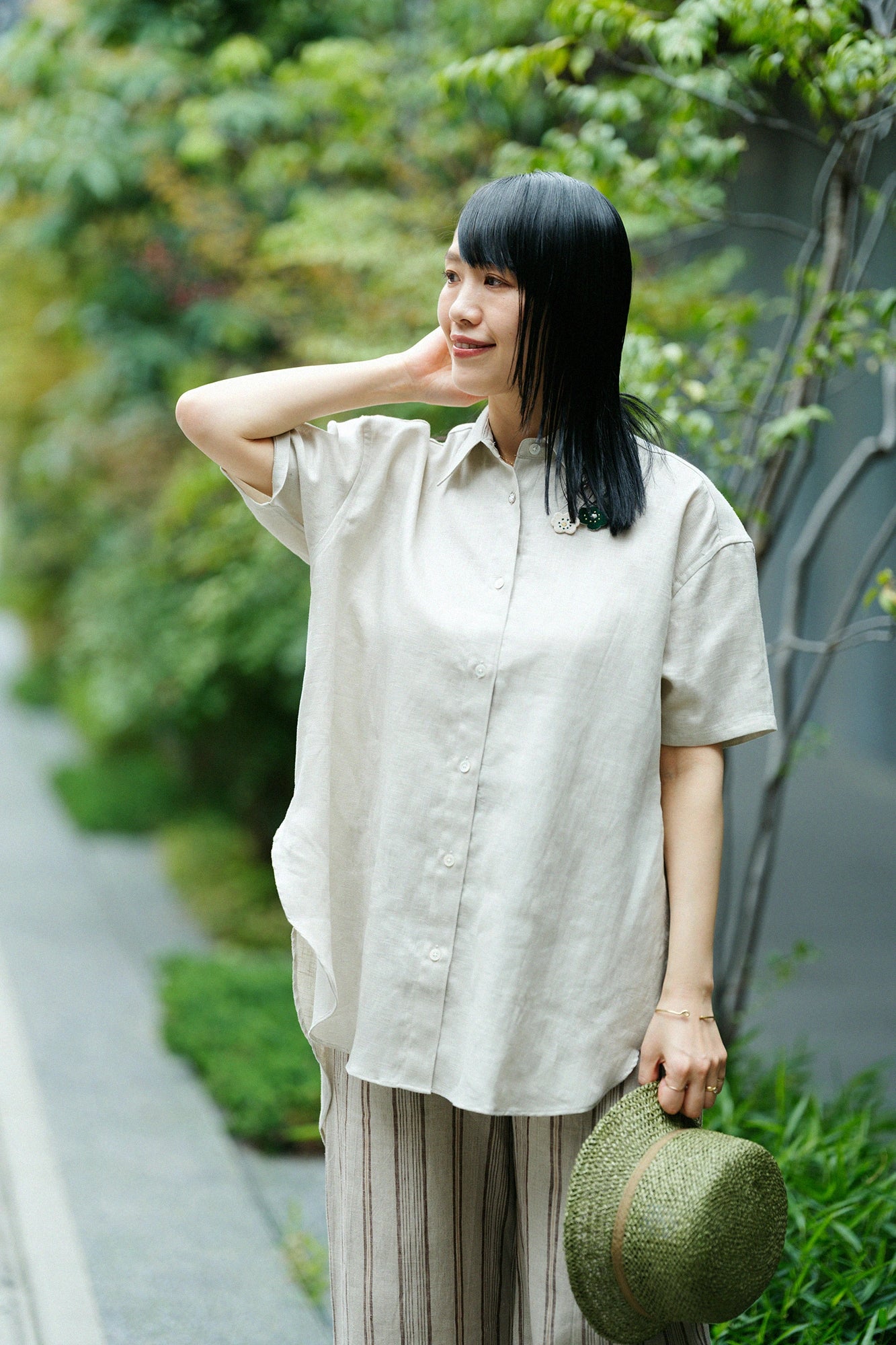 Linen Gran L. Tunic Short Sleeve Shirt／Ivory