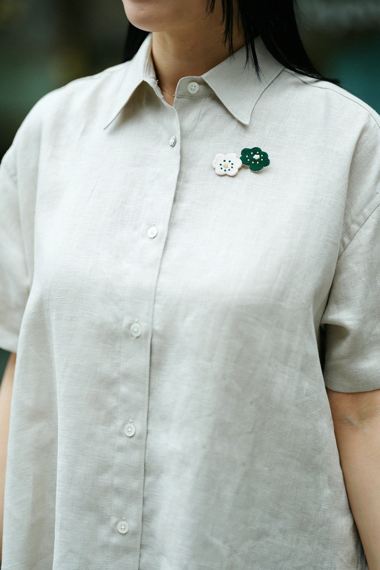 Linen Gran L. Tunic Short Sleeve Shirt／Ivory