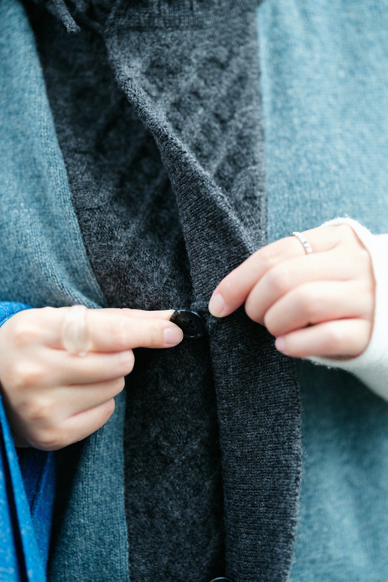 SOU・SOU×ALPHA Lamb Wool Chou-fuku Vest / Greyish Blue×Dark Grey